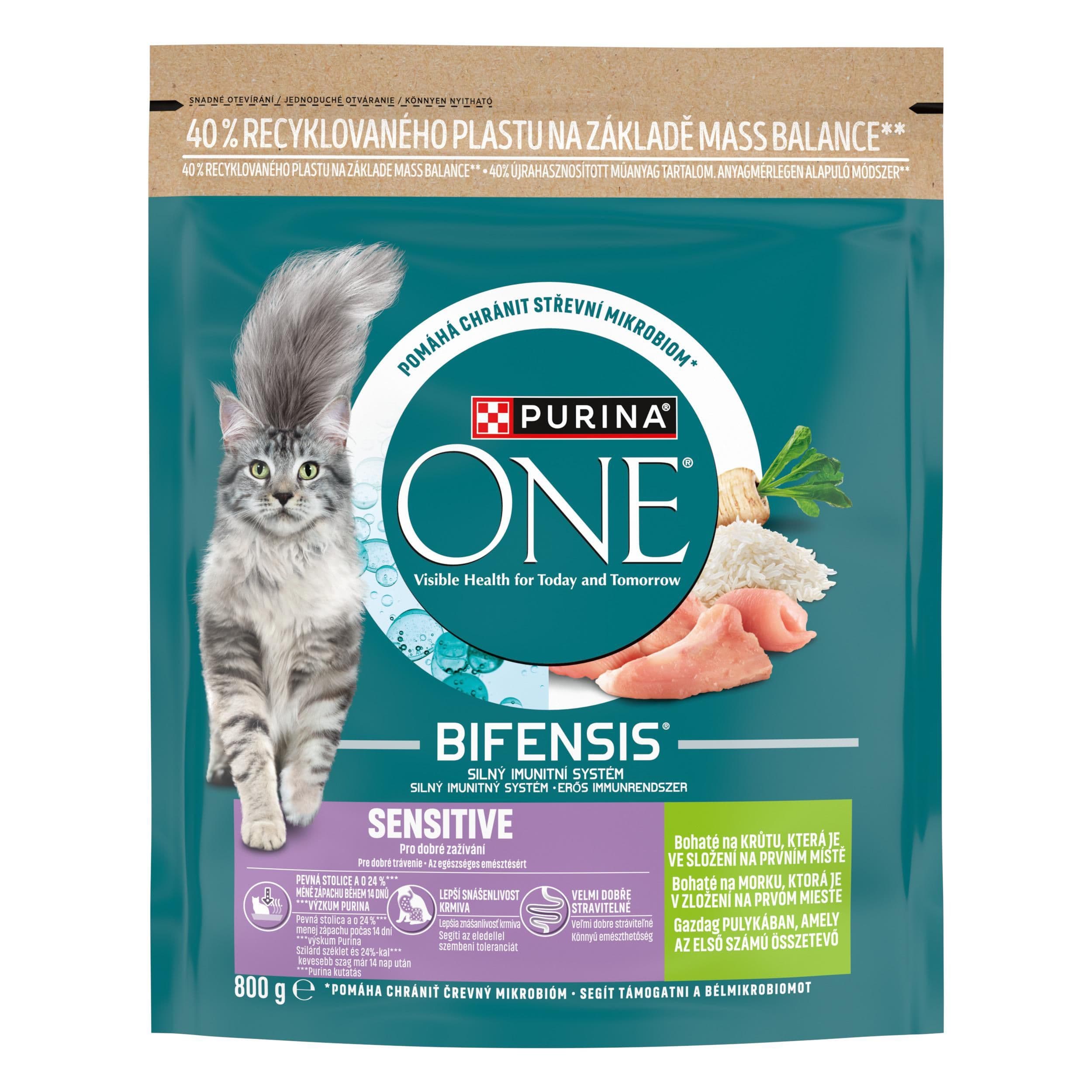 Purina ONE Sensitive bohaté na krůtu a rýži 800 g