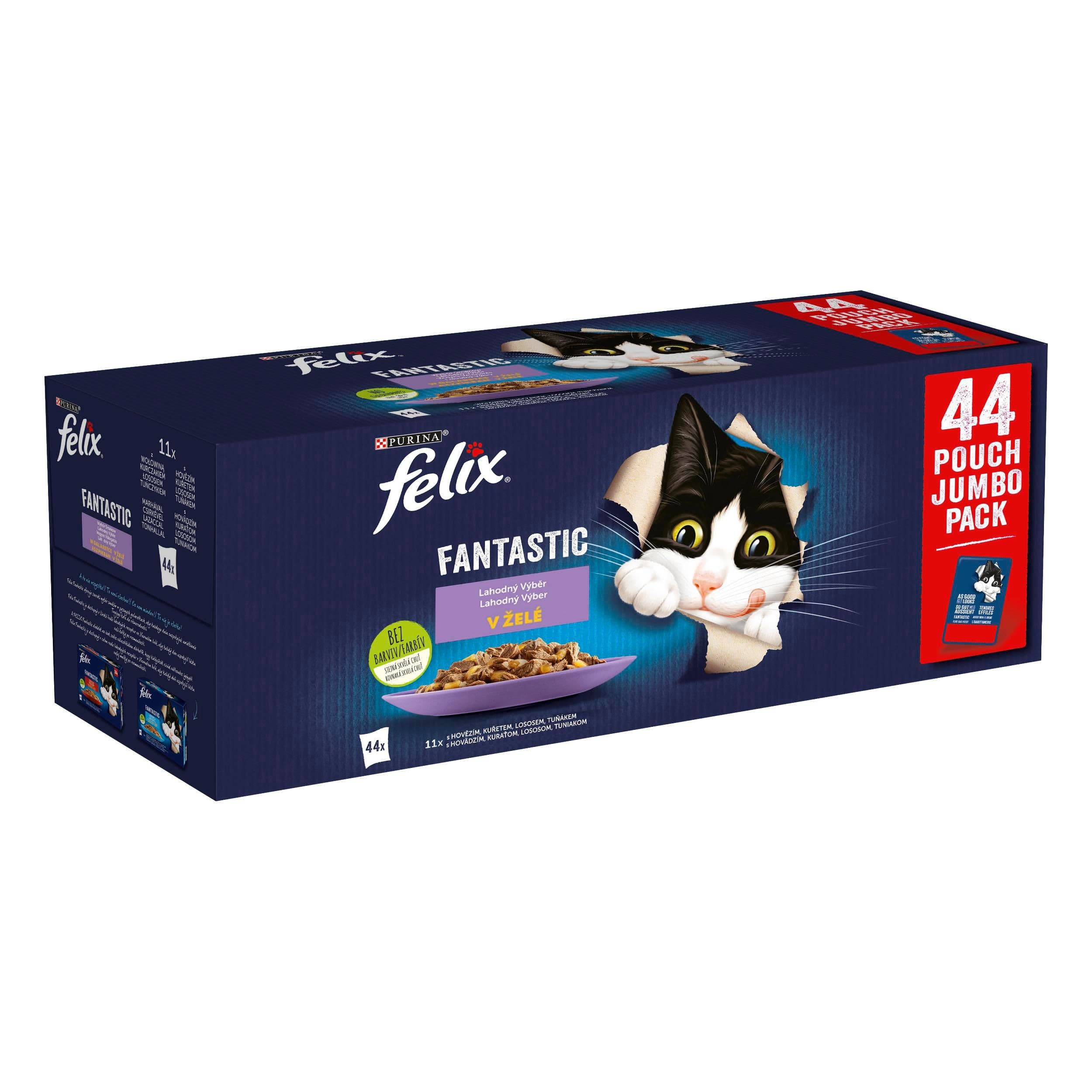Felix Fantastic hovězí/kuře/losos/tuňák v želé 44 x 85g