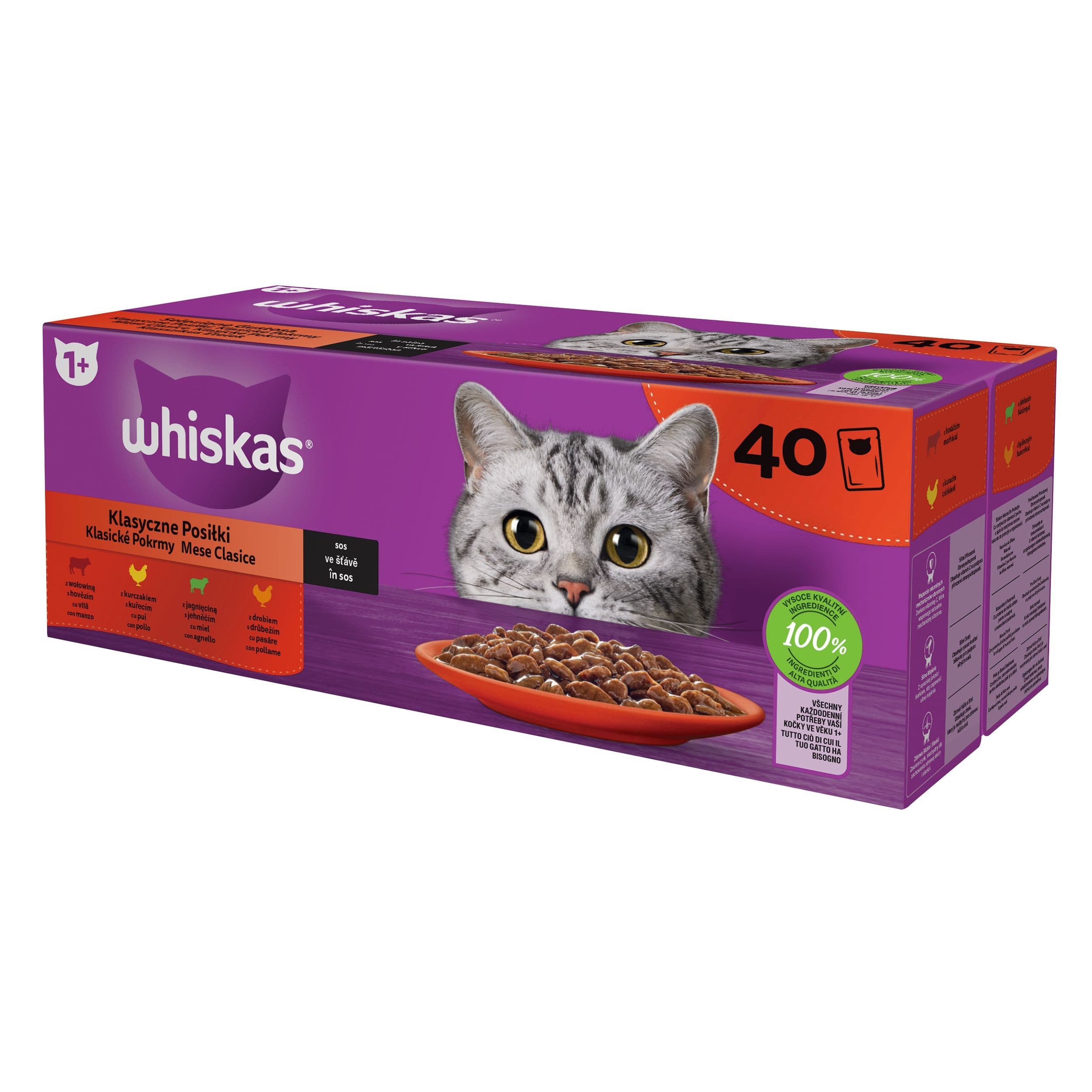 Whiskas kapsičky klasický výběr ve šťávě pro dospělé kočky 40 x 85 g