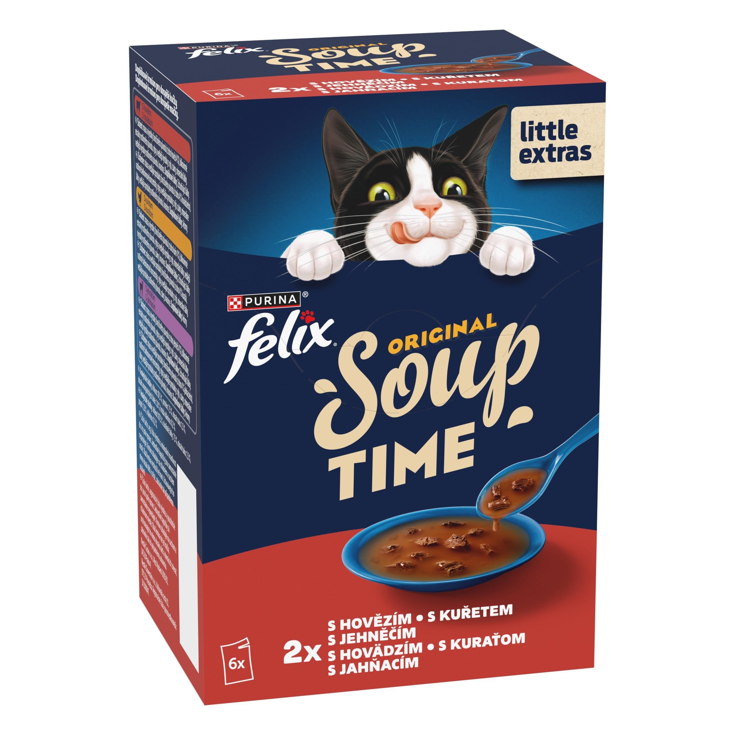 Felix Soup Lahodný výběr s hovězím, s kuřetem, s jehěčím 6 x 48 g