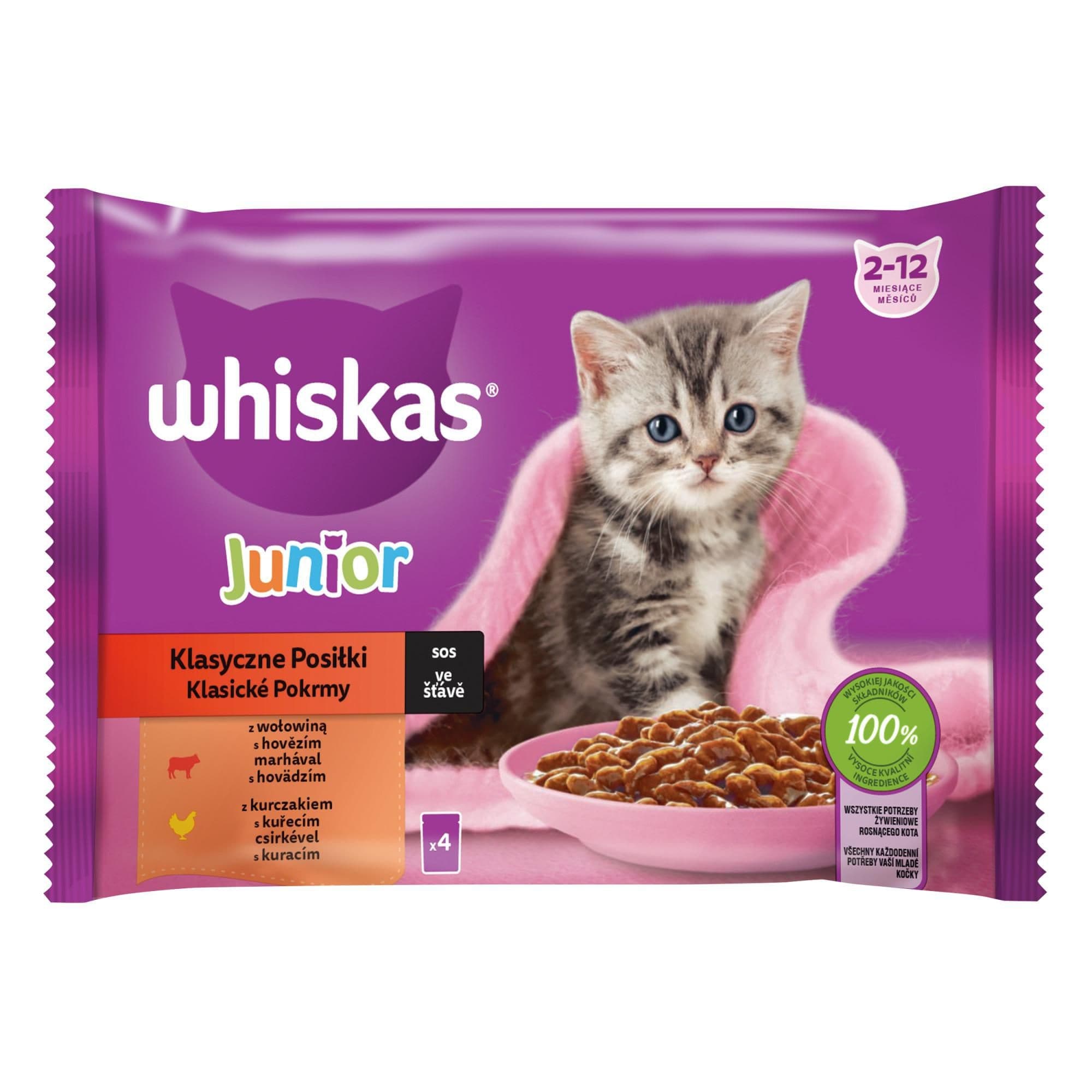 Whiskas kapsička klasický výběr ve šťávě pro koťata 4 x 85 g