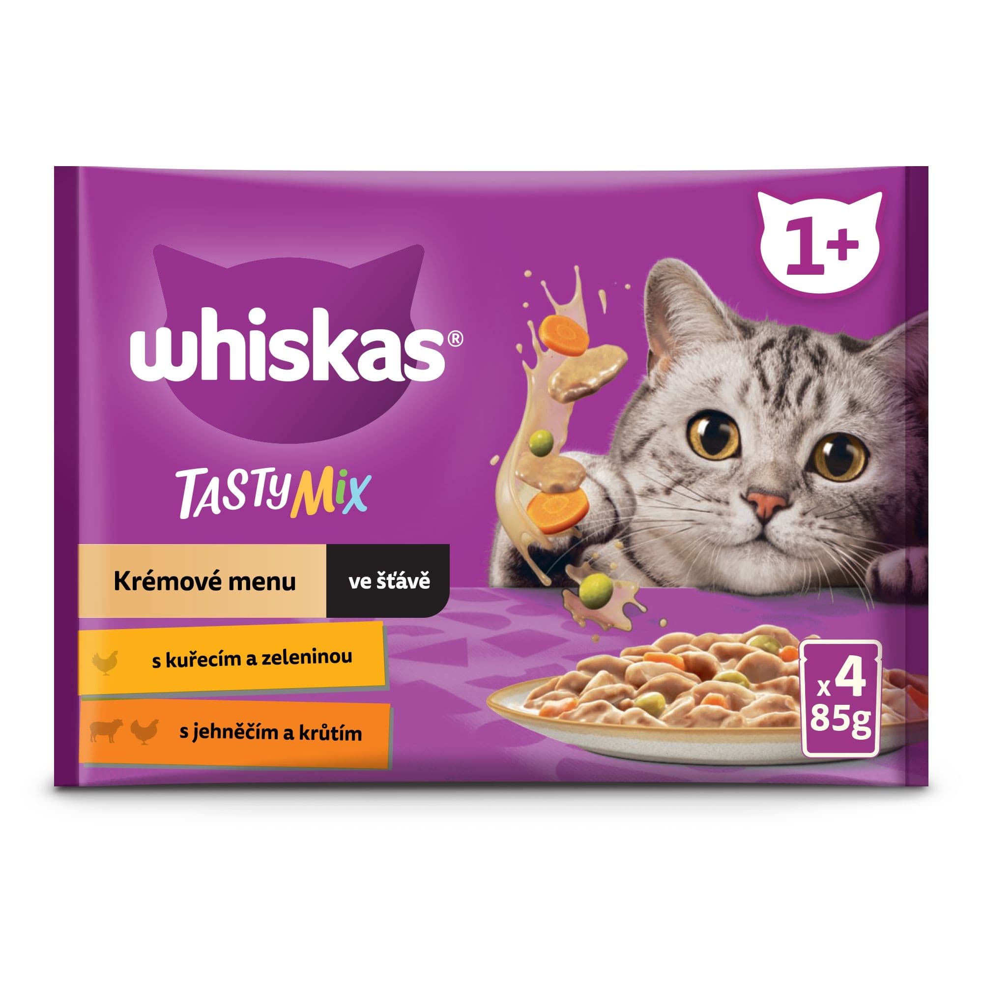 Whiskas Tasty Mix Creamy Creations ve šťávě pro dospělé kočky 4 x 85 g