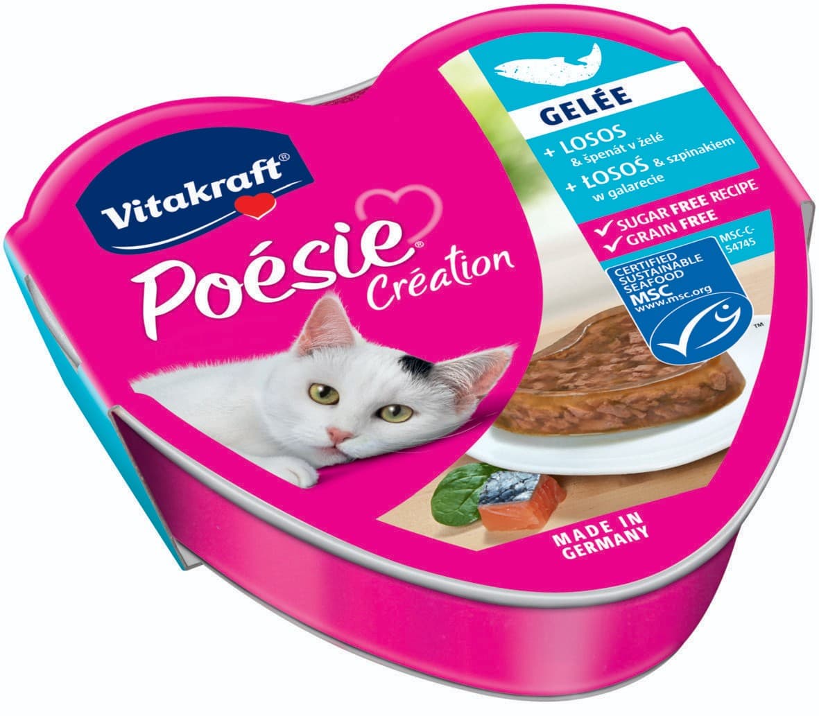 Vitakraft Poésie Gelée + losos & špenát v želé 85g