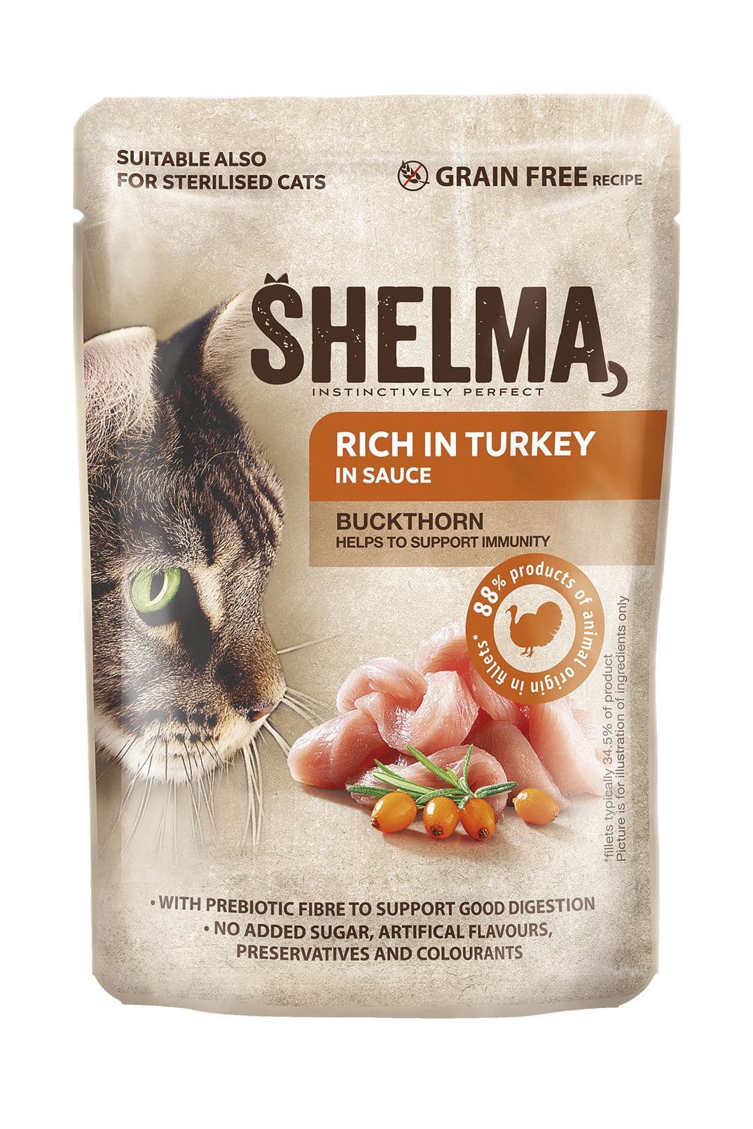 Shelma kapsa pro kočky krůta, rakytník 85 g