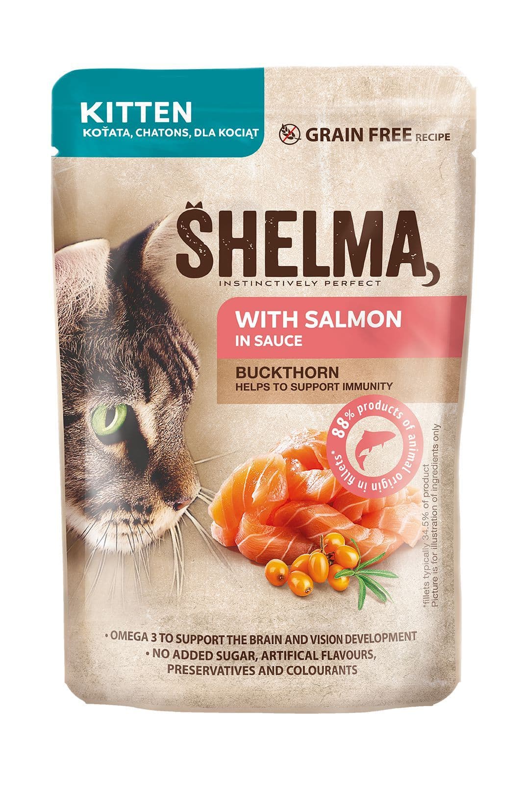 Shelma Kapsa Kitten losos, rakytník 85g