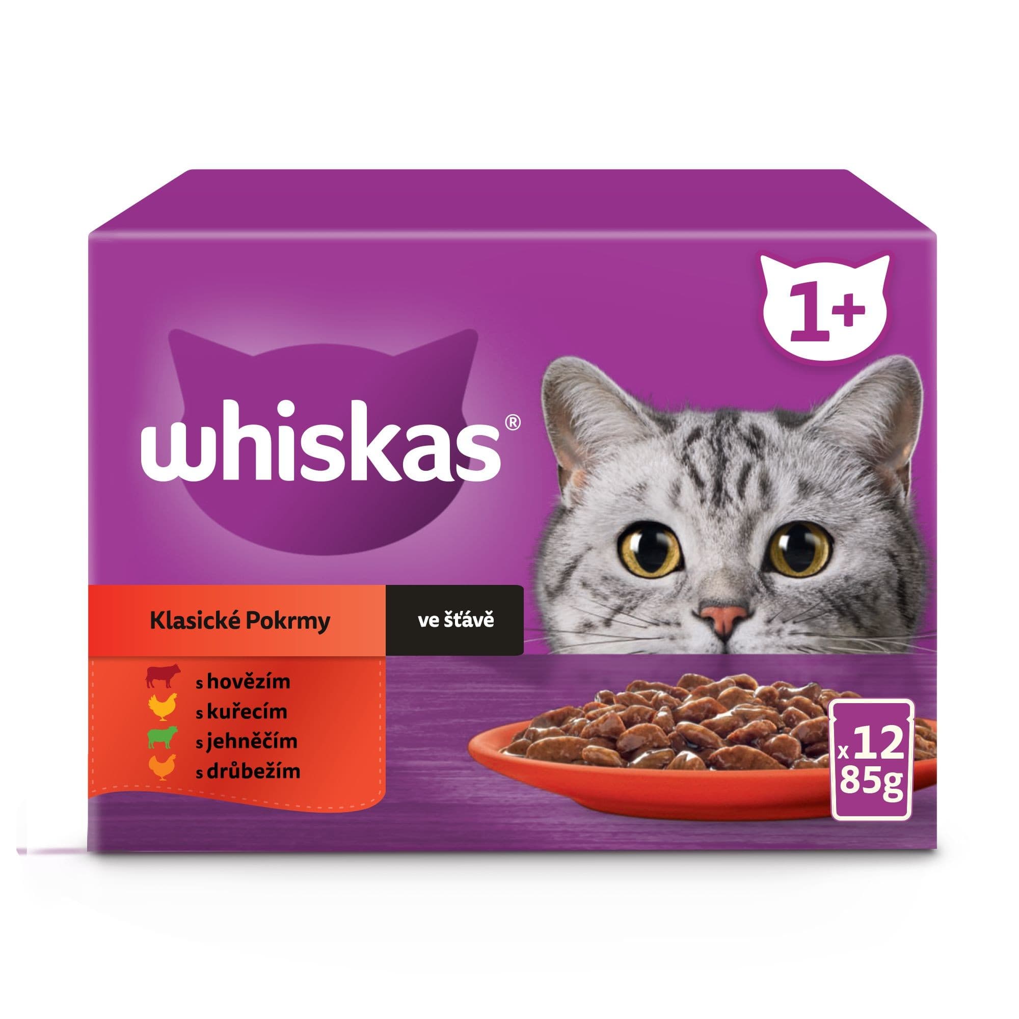 Whiskas kapsičky klasický výběr ve šťávě pro dospělé kočky 12 x 85 g