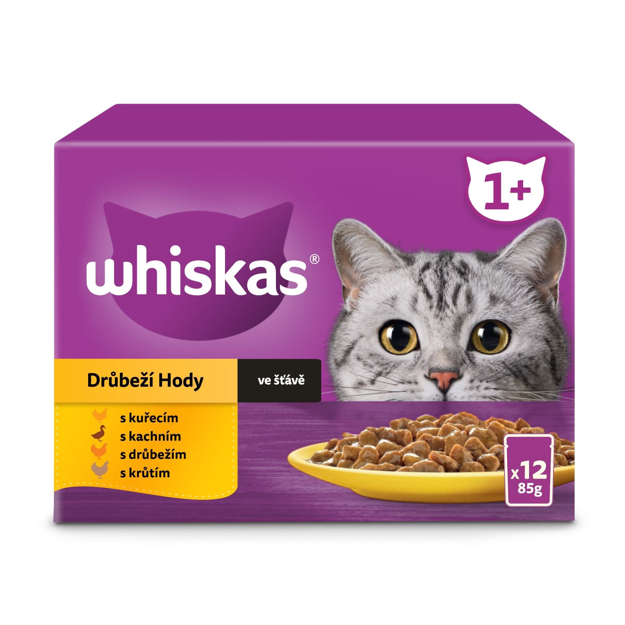 Whiskas kapsičky drůbeží výběr ve šťávě pro dospělé kočky 12 x 85 g