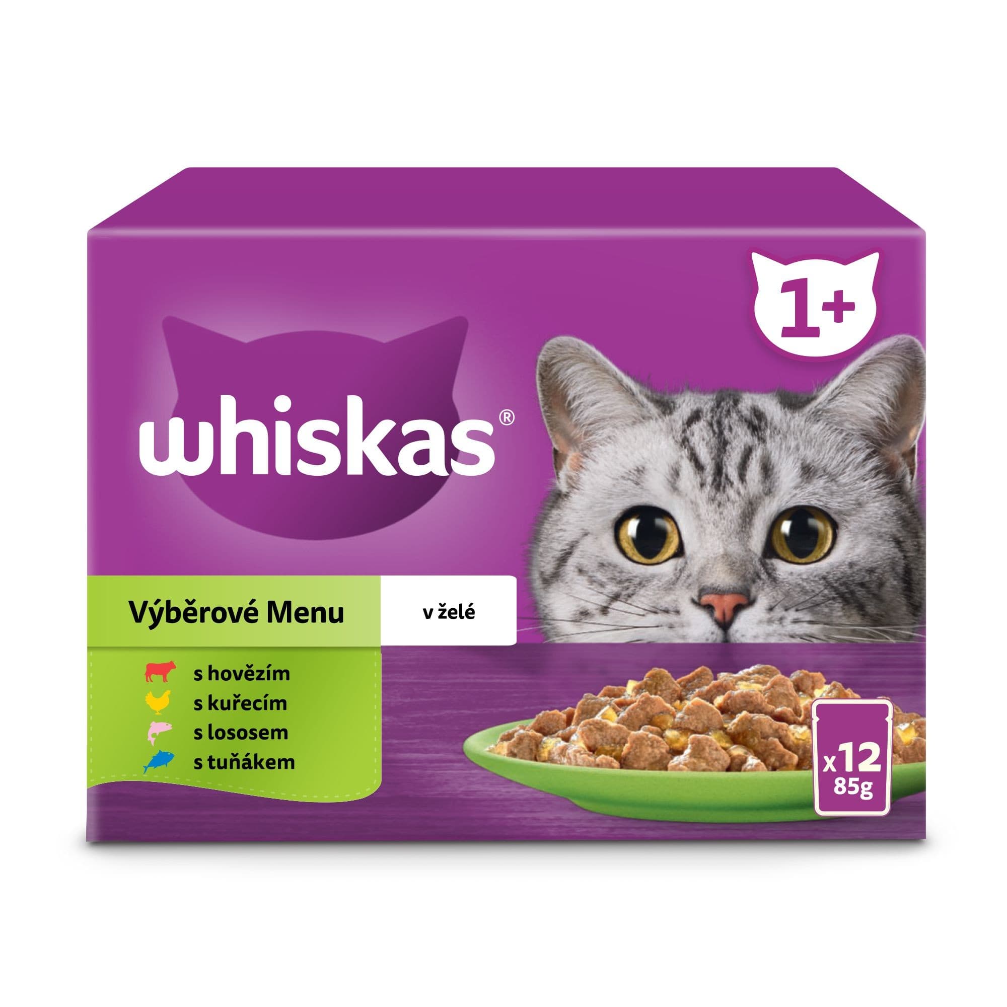 Whiskas kapsičky mixovaný výběr v želé pro dospělé kočky 12 x 85 g