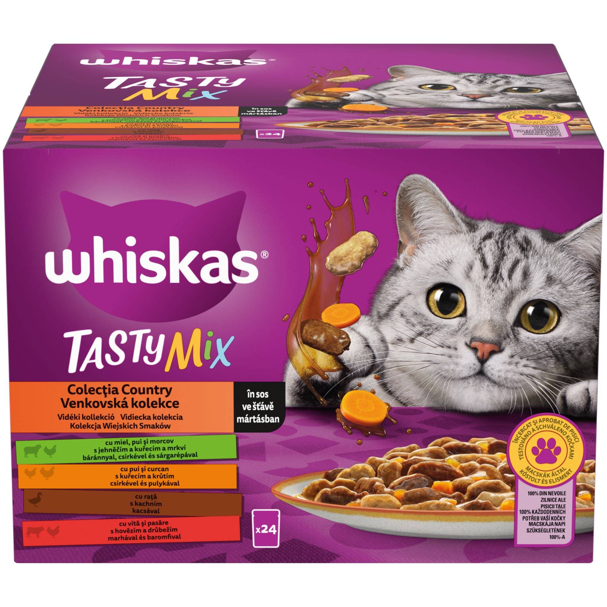 Whiskas kapsičky Tasty mix Country ve šťávě pro dospělé kočky 24 x 85g