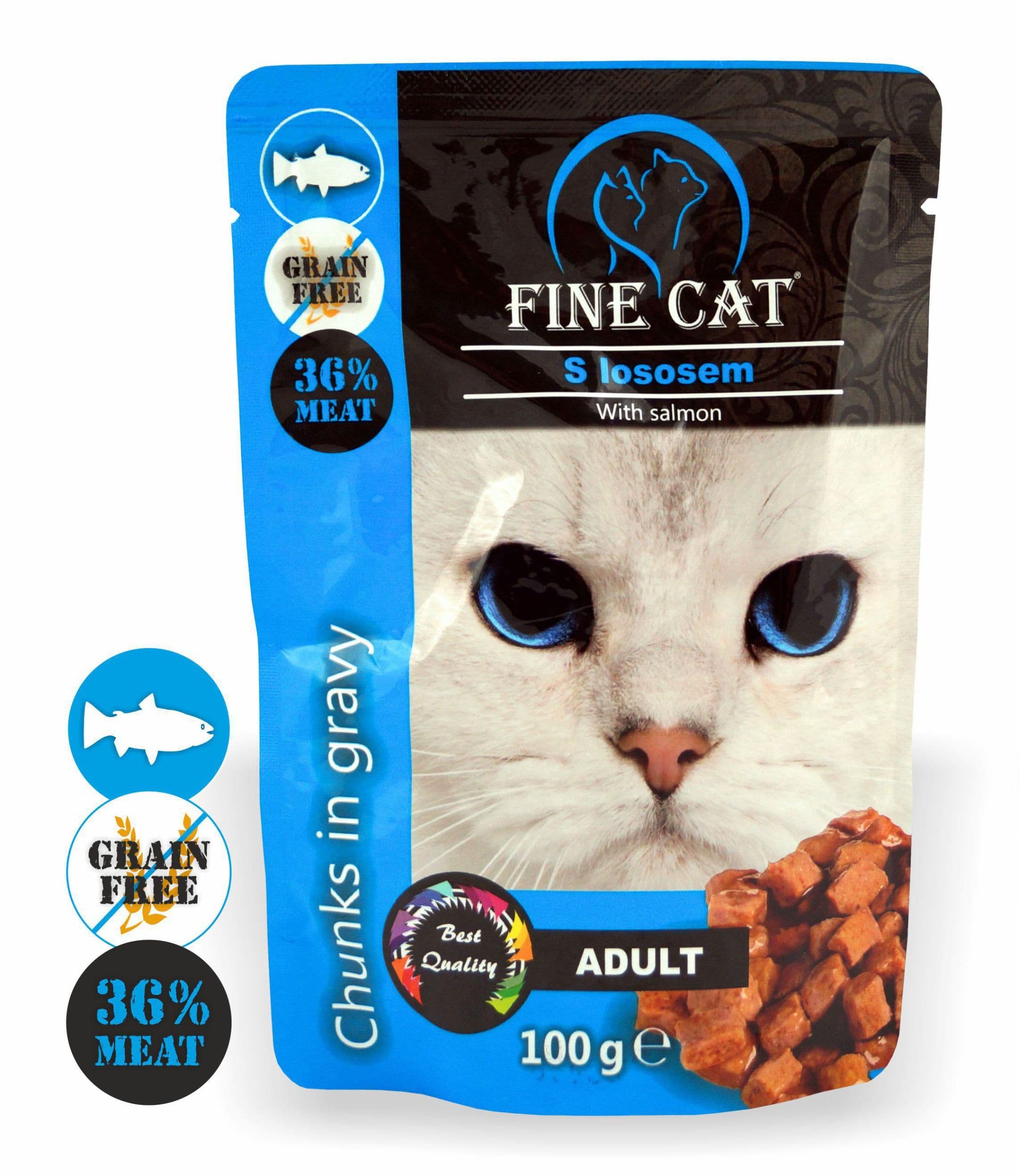 Fine Cat kapsička Grain-free Adult losos v omáčce 100 g