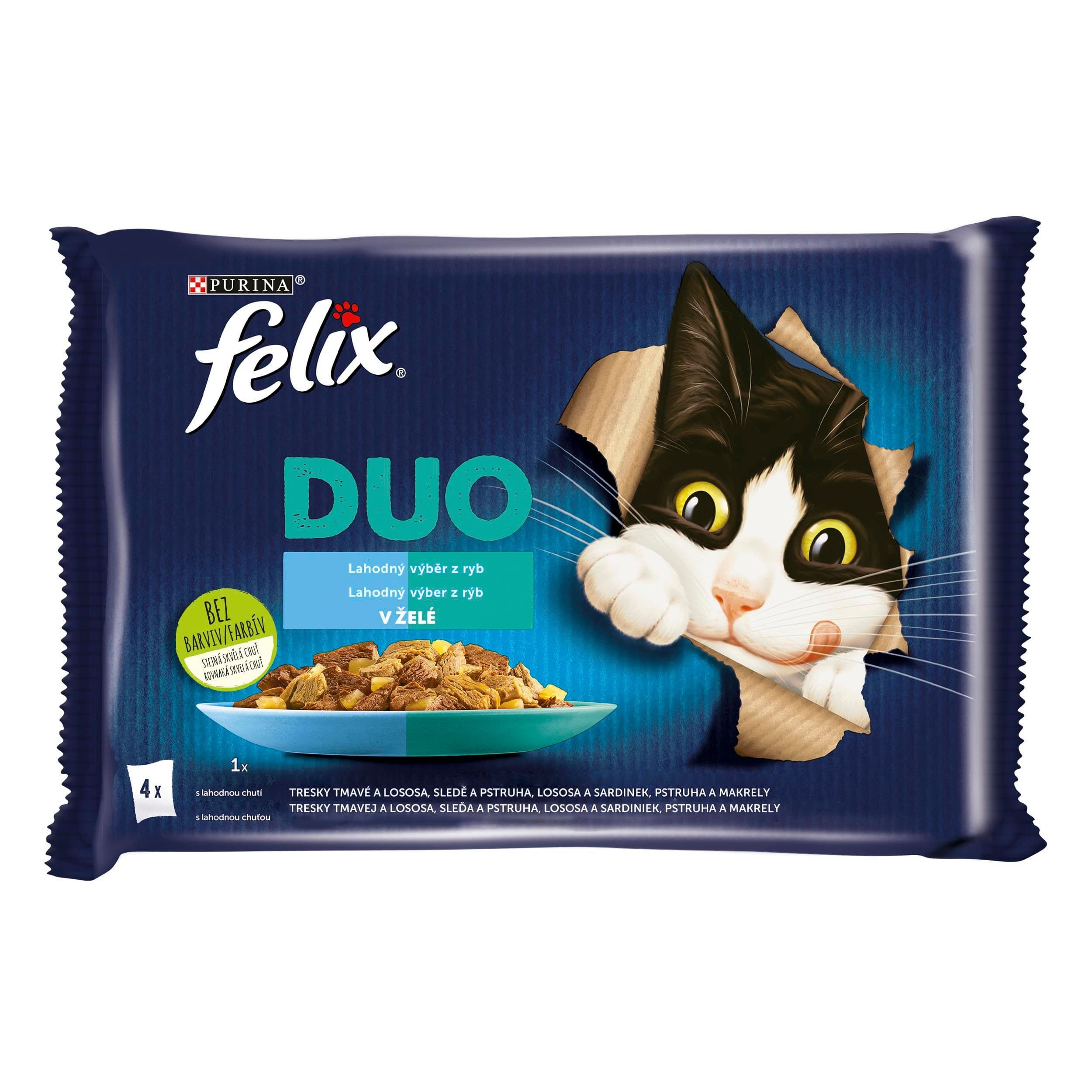 FELIX Fantastic DUO Multipack treska/losos, sled/pstruh, losos/sardinka, pstruh/makrela 4x85g