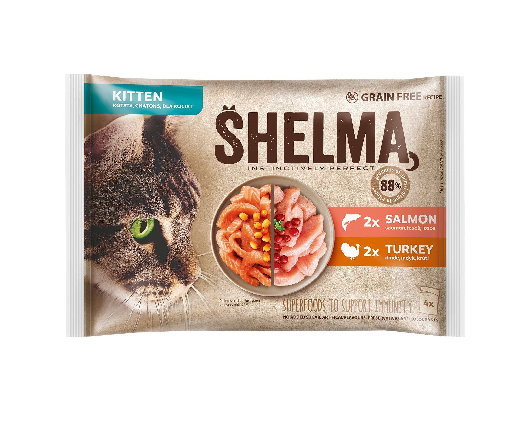 Shelma Kapsa Kitten losos, krůta 4x85g