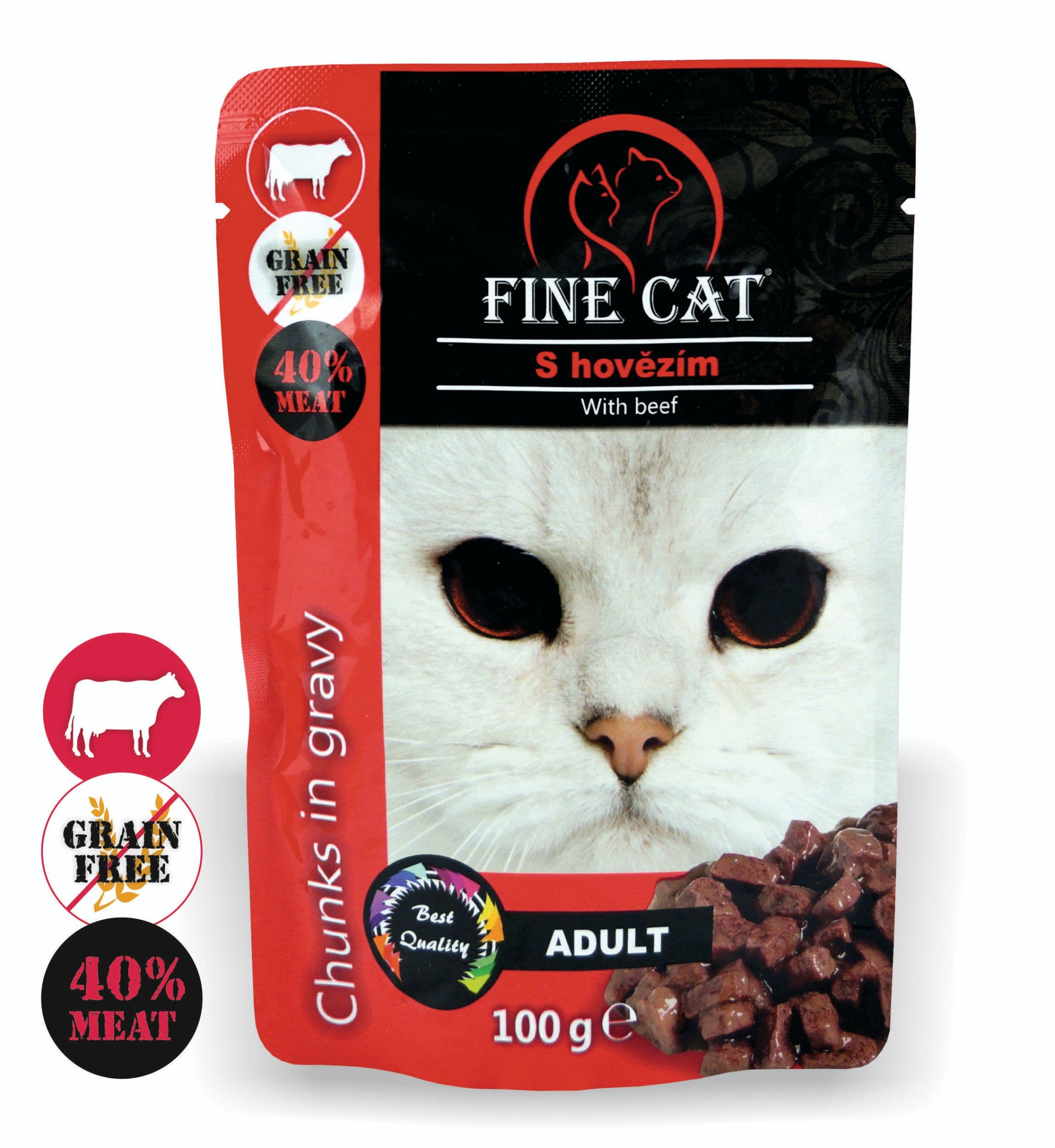 Fine Cat kapsička Grain-free Adult Hovězí v omáčce 100g