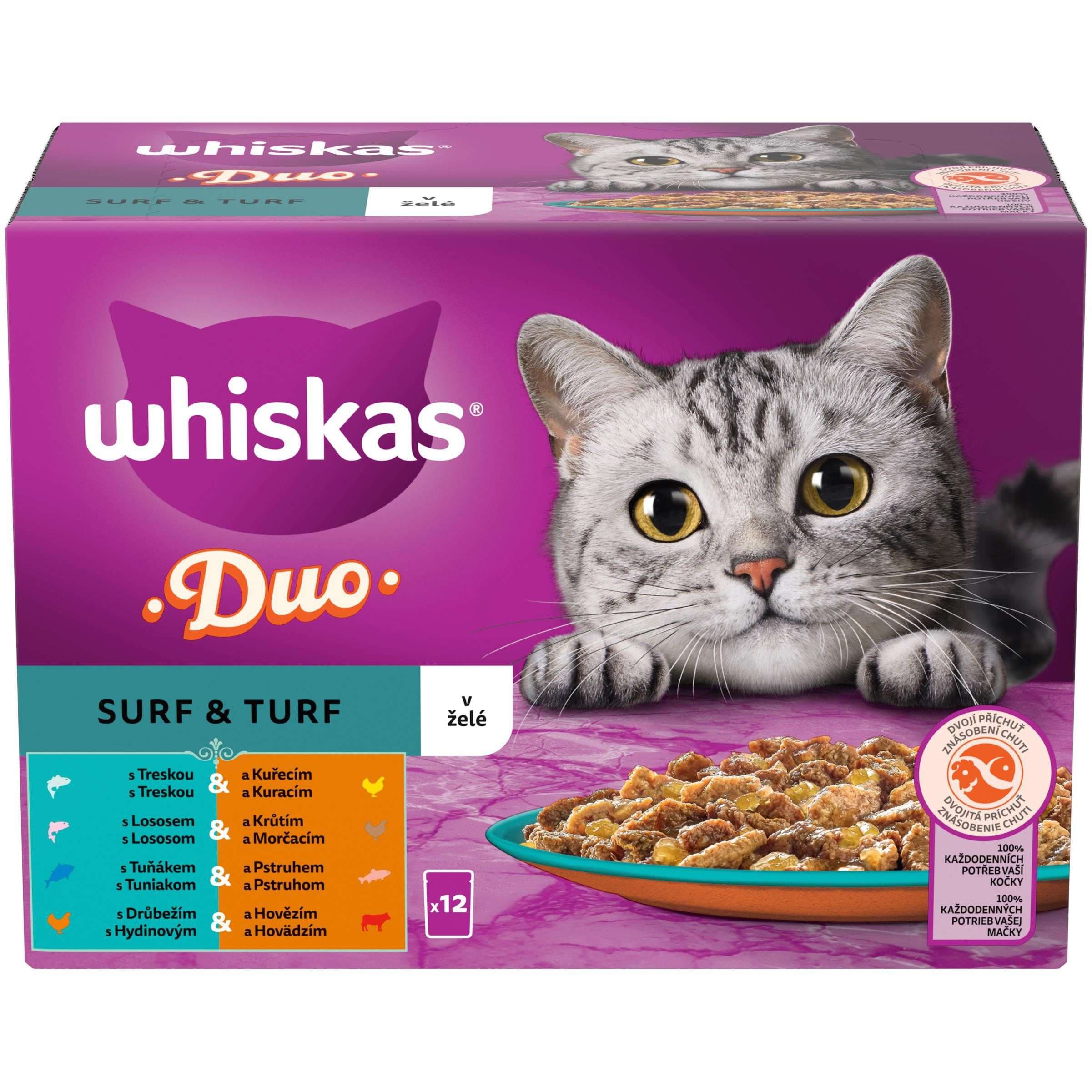 Whiskas kapsičky Duo Surf & Turf  v želé pro dospělé kočky 12 x 85g