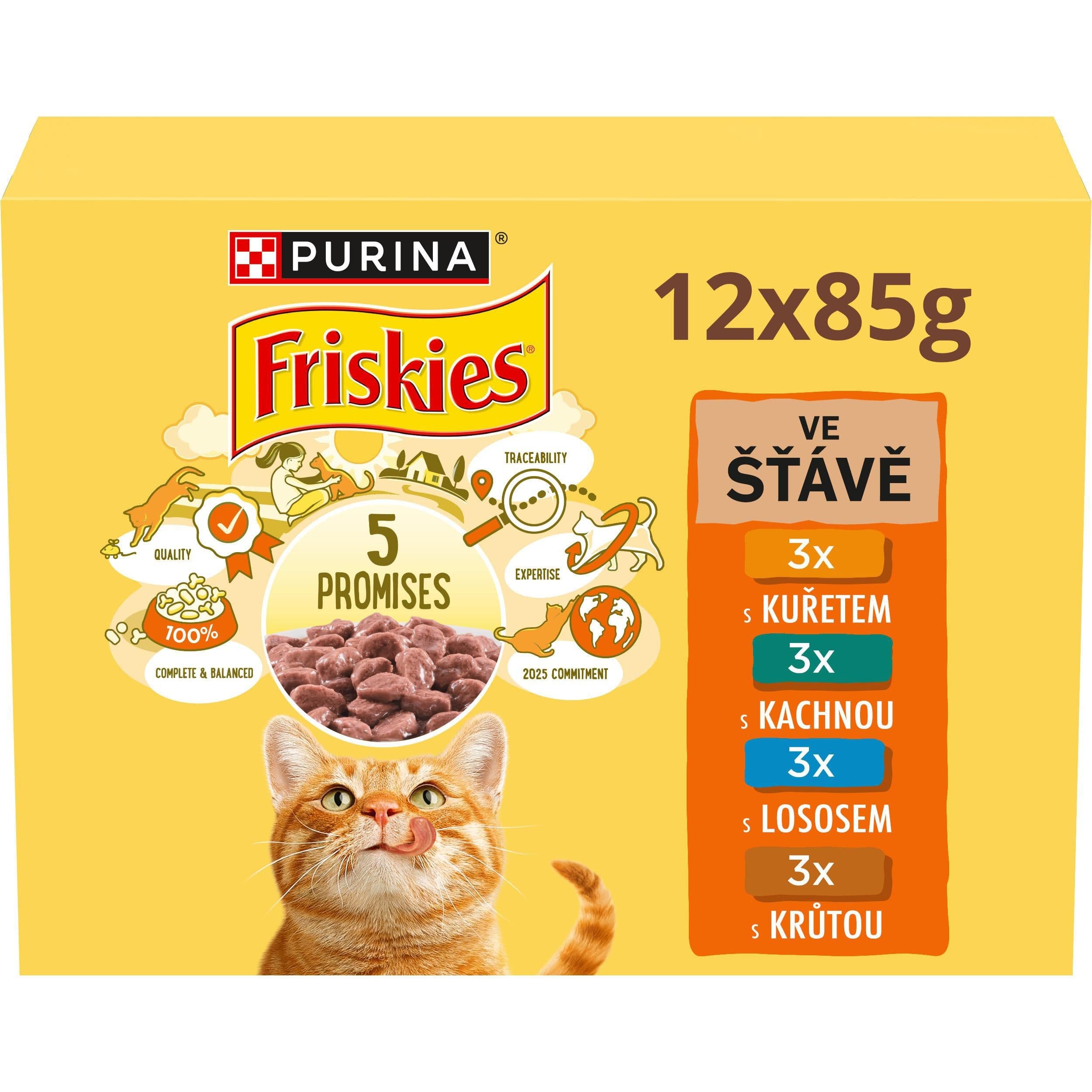 Purina Friskies Multibalení s kuřetem, s lososem, s kachnou a s krůtou ve šťávě 12 x 85 g