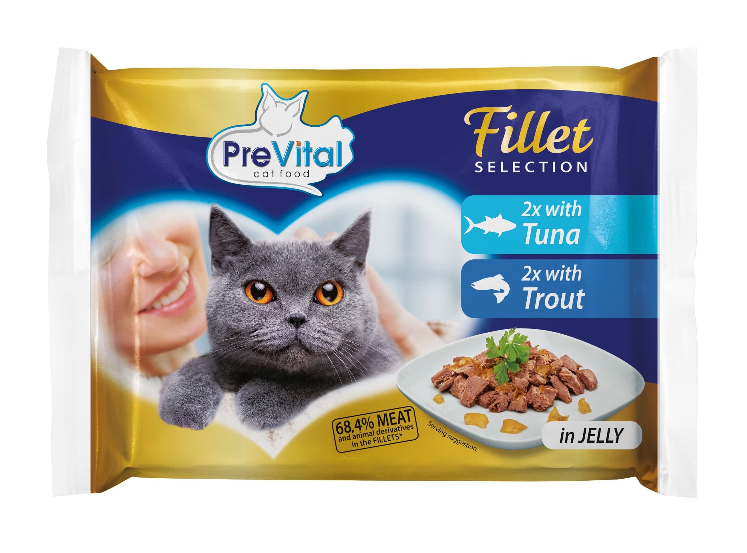 PreVital Naturel Kompletní krmivo pro dospělé kočky tuňák a pstruh 4x85 g
