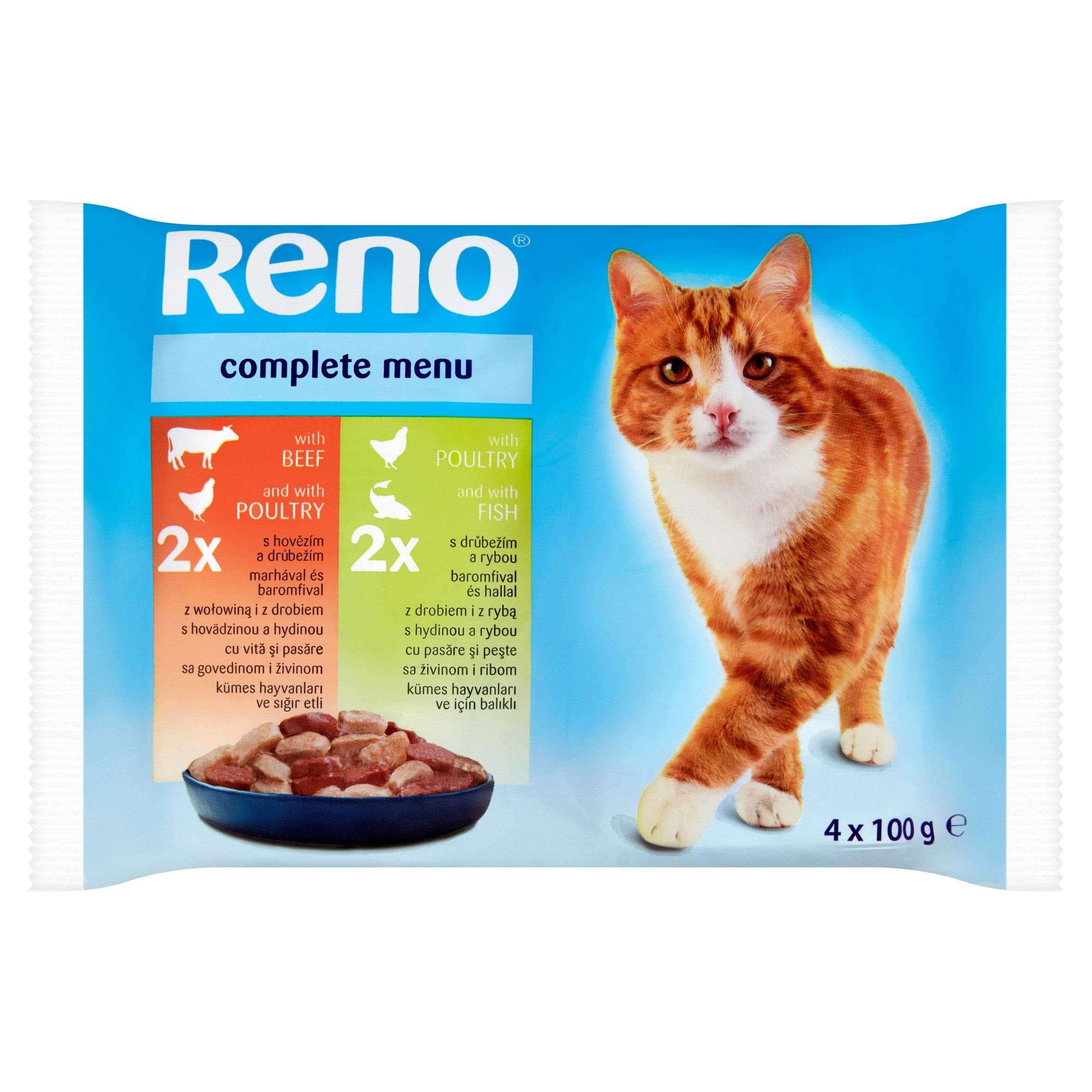 Reno Kompletní krmivo pro dospělé kočky 4x100 g