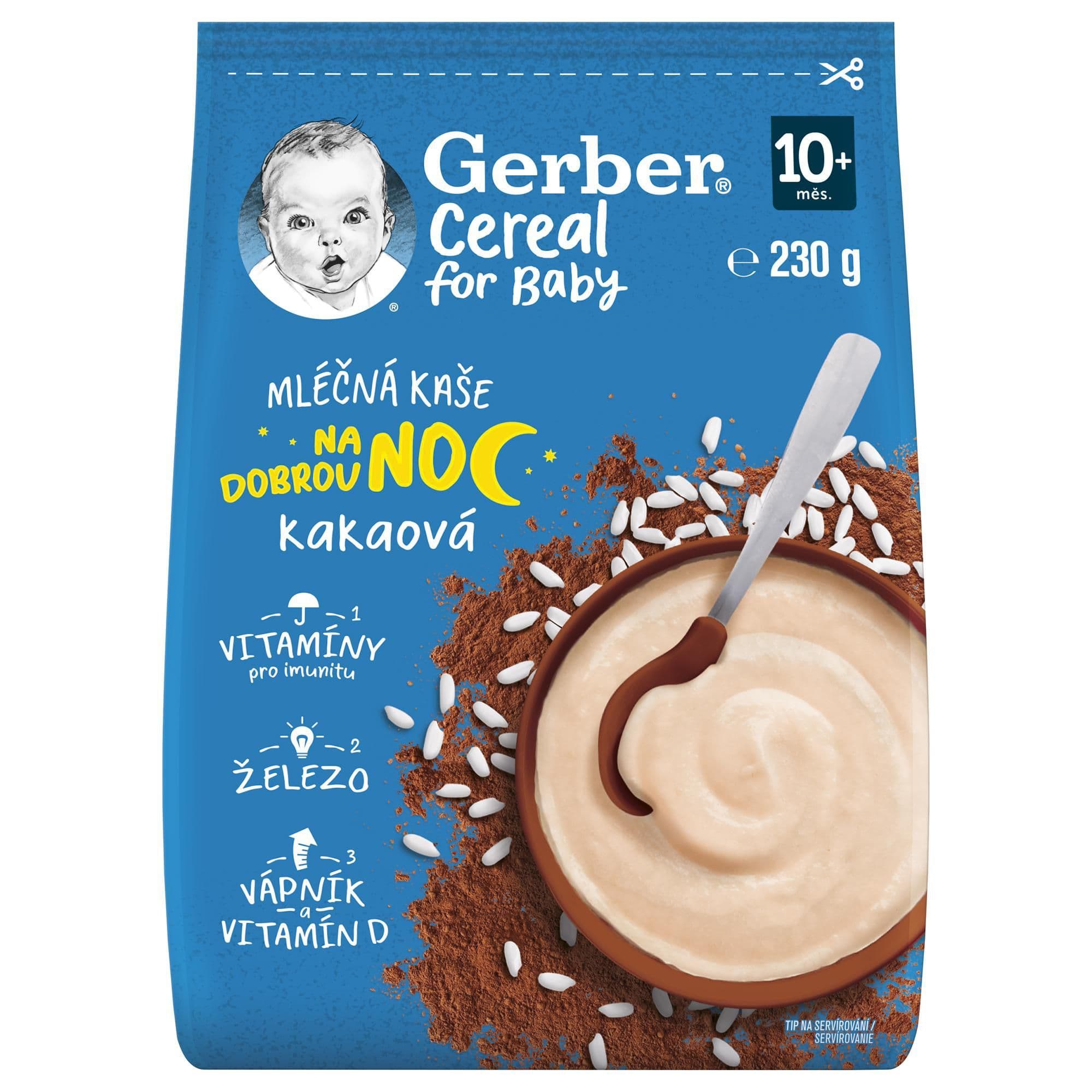 Gerber Cereal mléčná kaše kakaová Dobrou noc 10m+ 230g