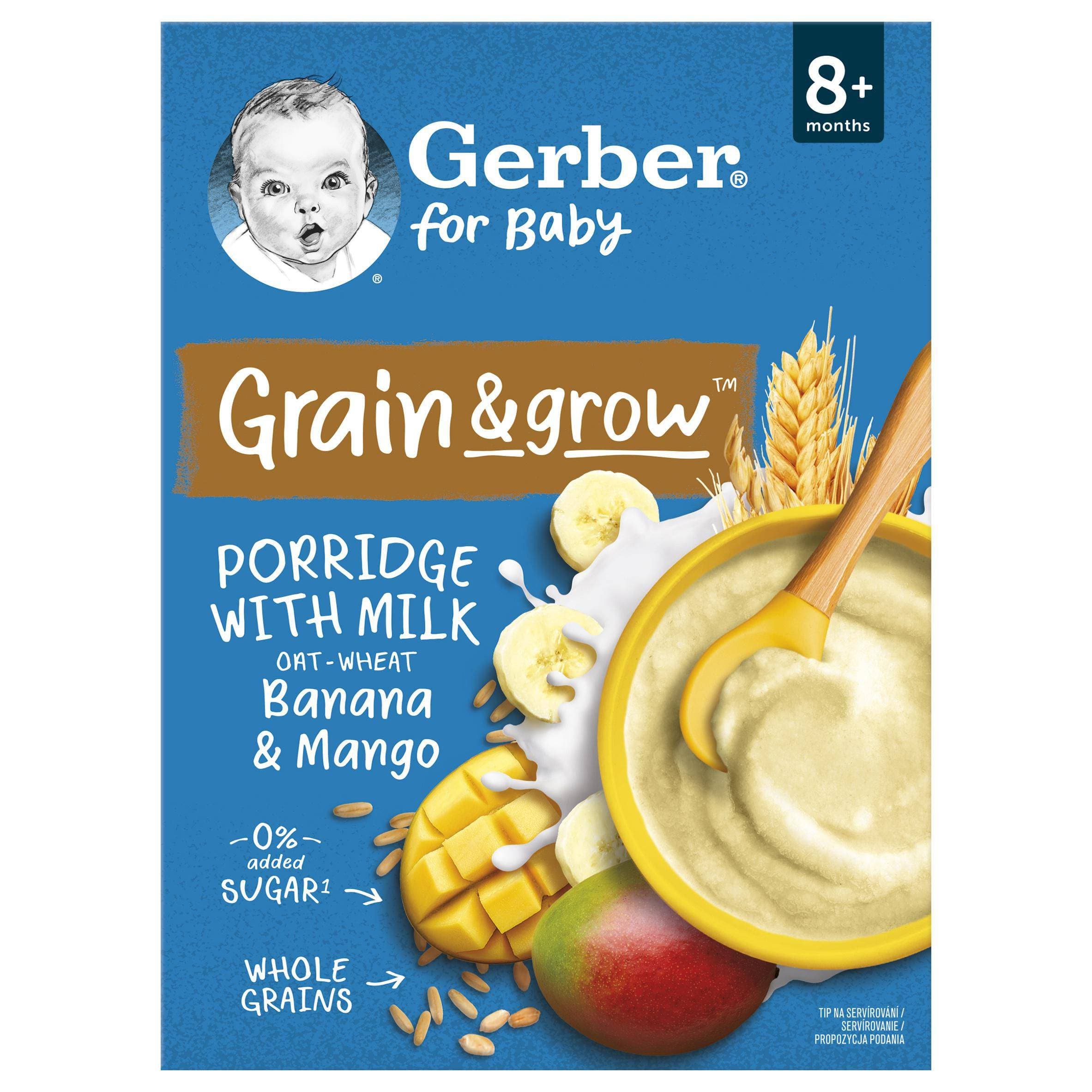 Gerber Mléčná kaše pšenično-ovesná, banán-mango 8m+ 200g