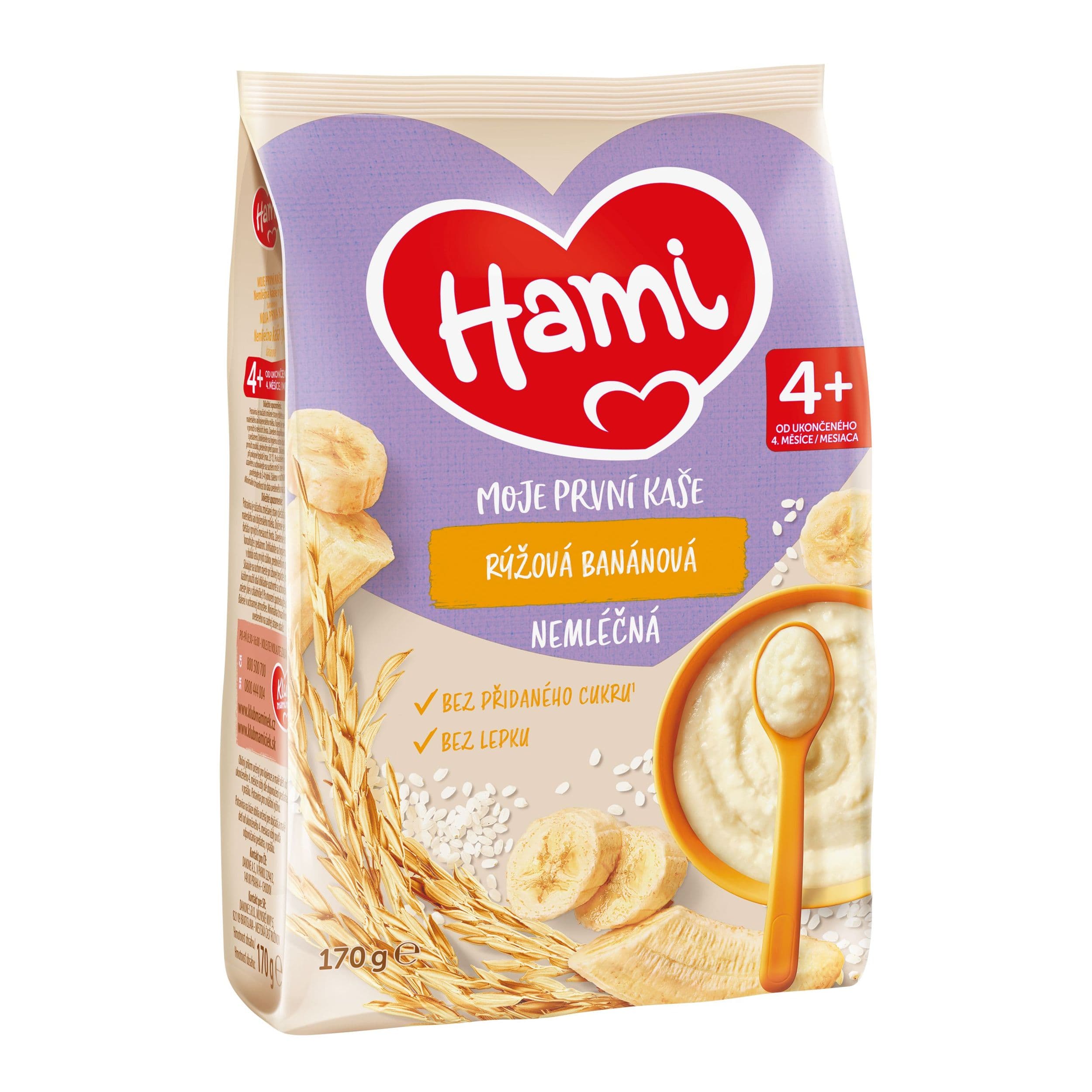 Hami Moje první kaše nemléčná rýžová banánová 4+, 170g