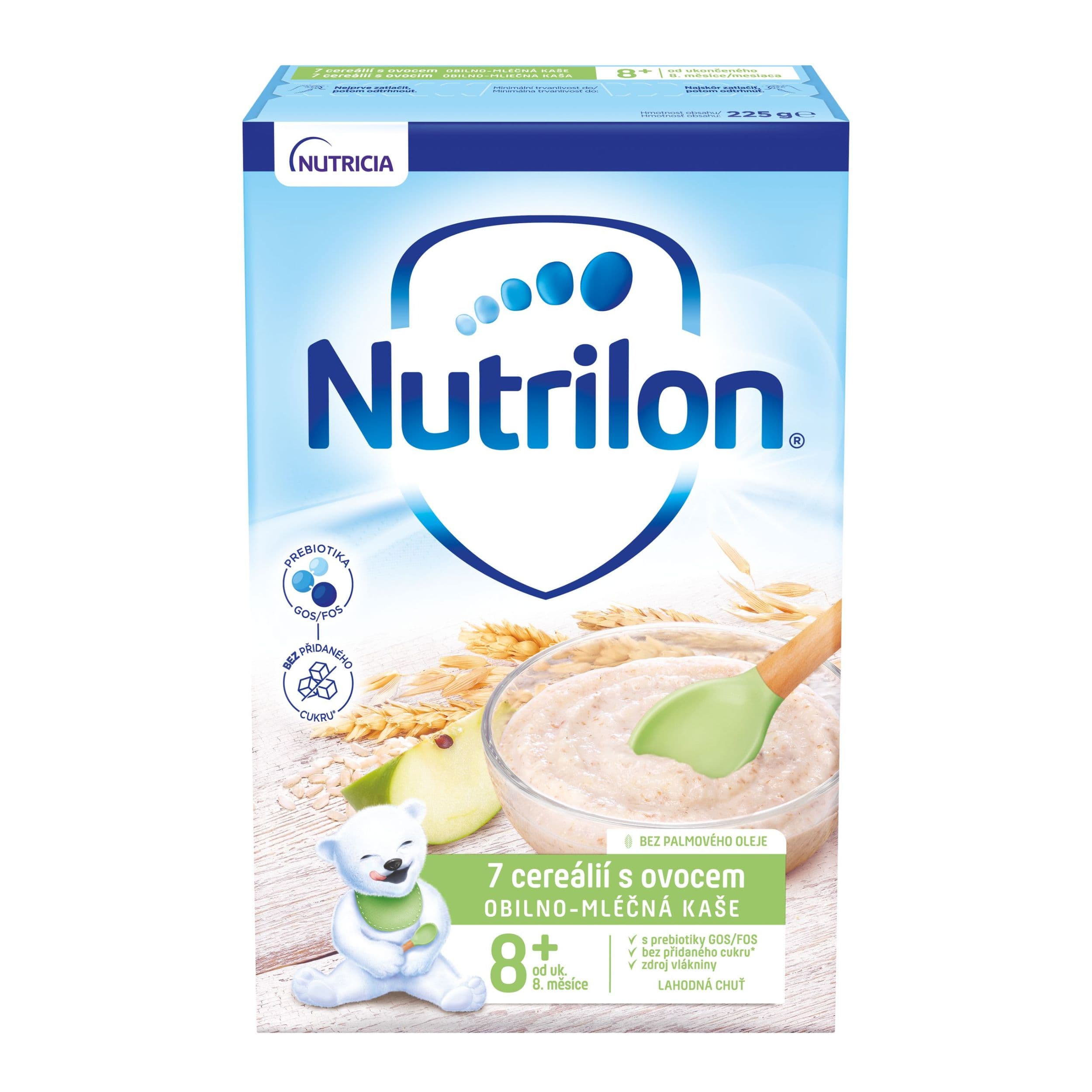 Nutrilon Pronutra Obilno-mléčná kaše 7 cereálií s ovocem od uk. 8. měsíce 225 g