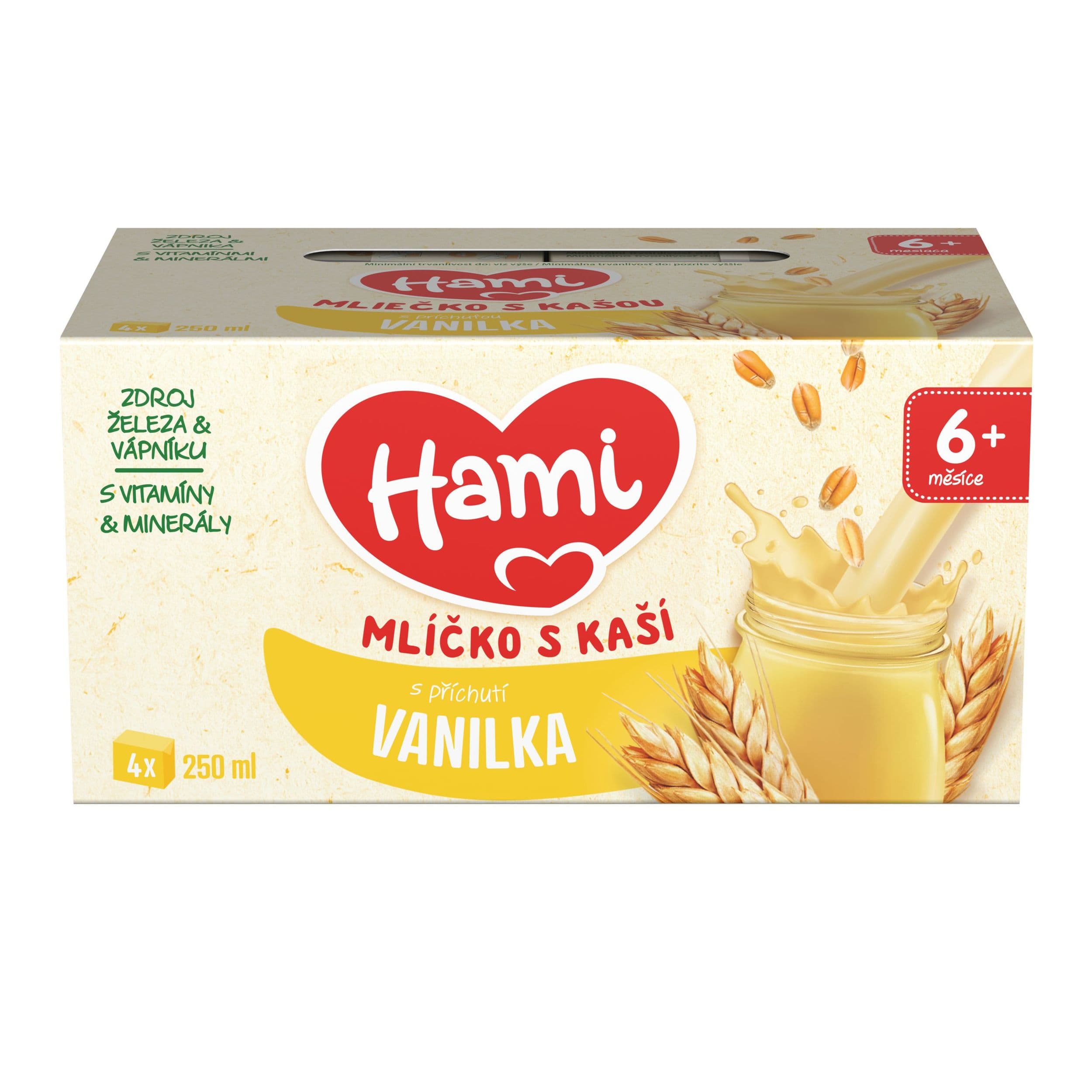 Hami Mlíčko s kaší s příchutí vanilky od ukončeného 6. měsíce 2x250 ml