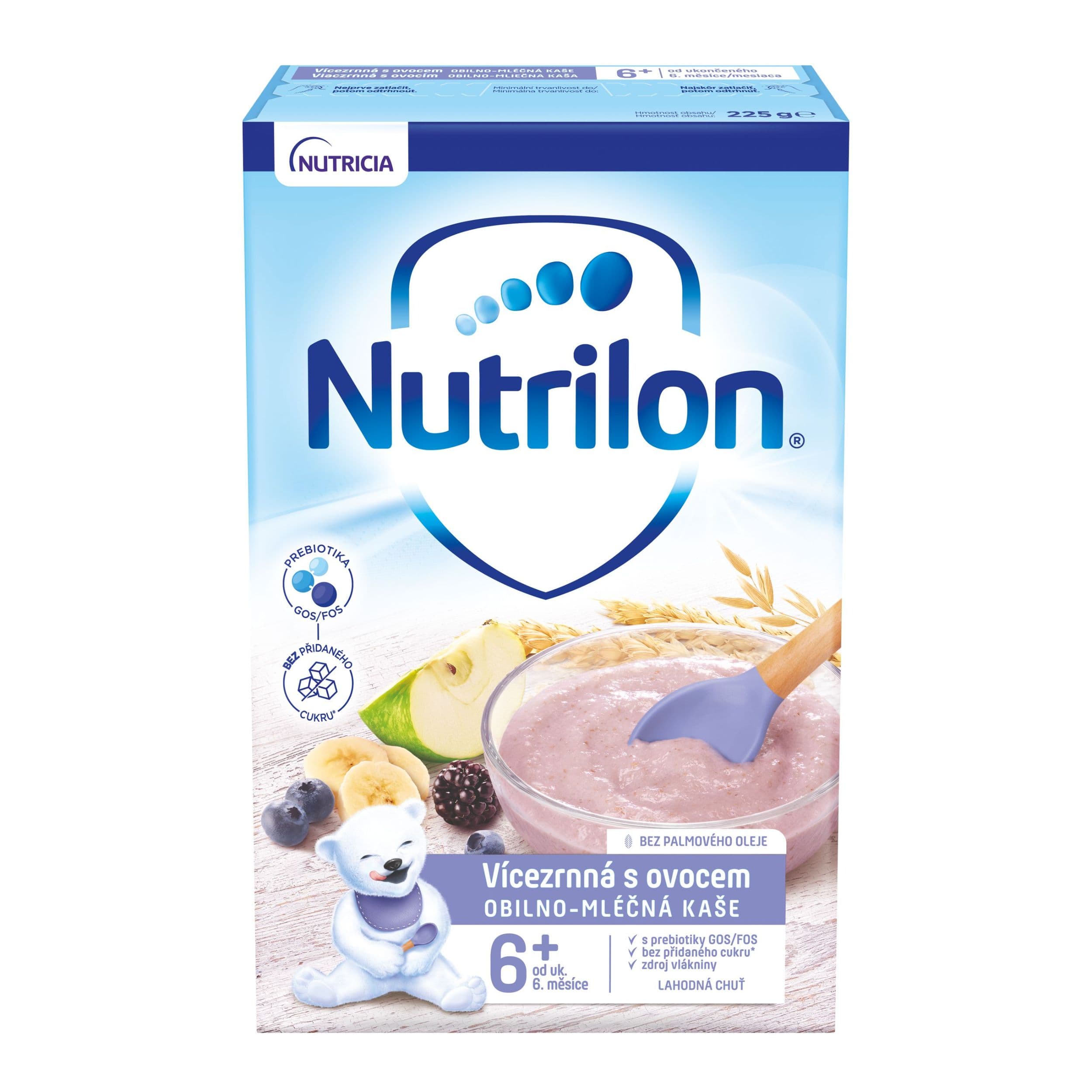 Nutrilon Pronutra Obilno-mléčná kaše vícezrnná s ovocem od uk. 6. měsíce 225 g