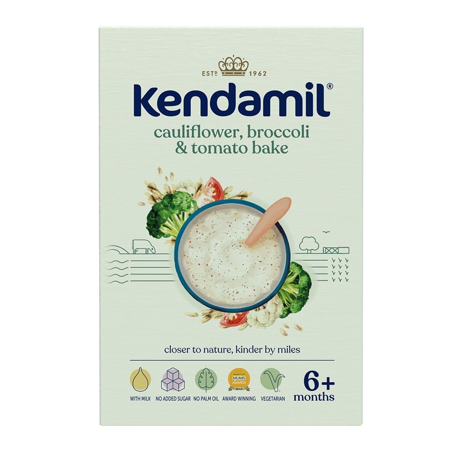 Kendamil Mléčná kaše s brokolici, květákem a rajčaty 6m+, 150 g
