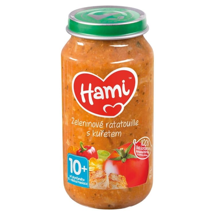 Hami Masozeleninový příkrm Zeleninové ratatouille s kuřetem od ukončeného 10. měsíce 250 g