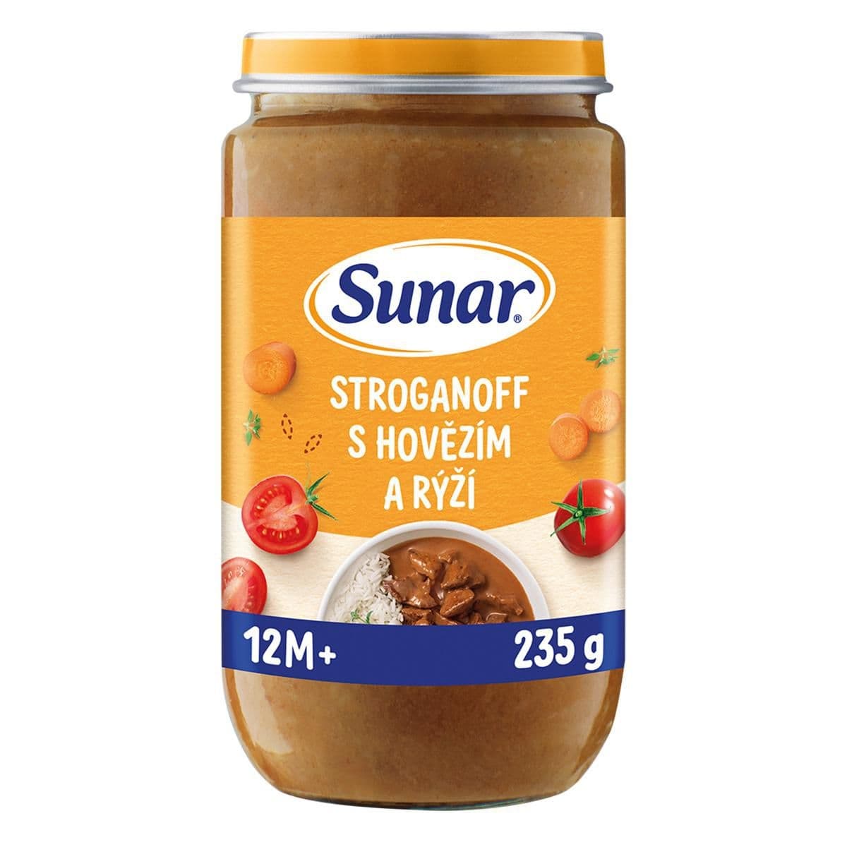 Sunar Příkrm stroganoff s hovězím a rýží 12m+, 235g