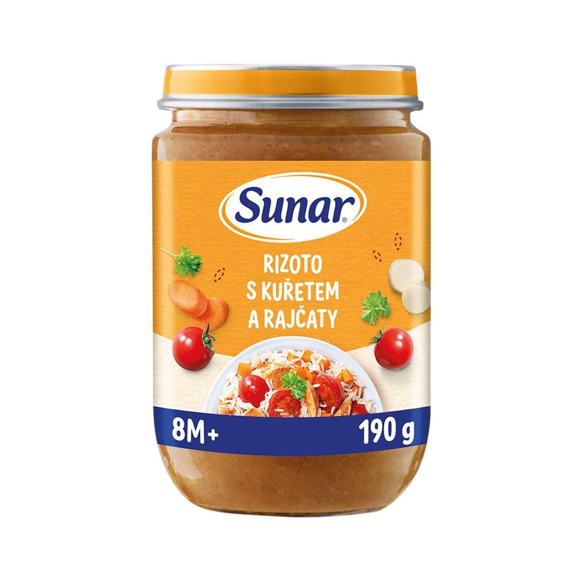 Sunar Příkrm rizoto s kuřetem a rajčaty 8m+, 190g