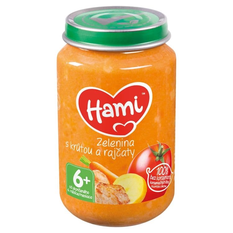 Hami Masozeleninový příkrm Zelenina s krůtou a rajčaty od uk. 6. měsíce 200 g