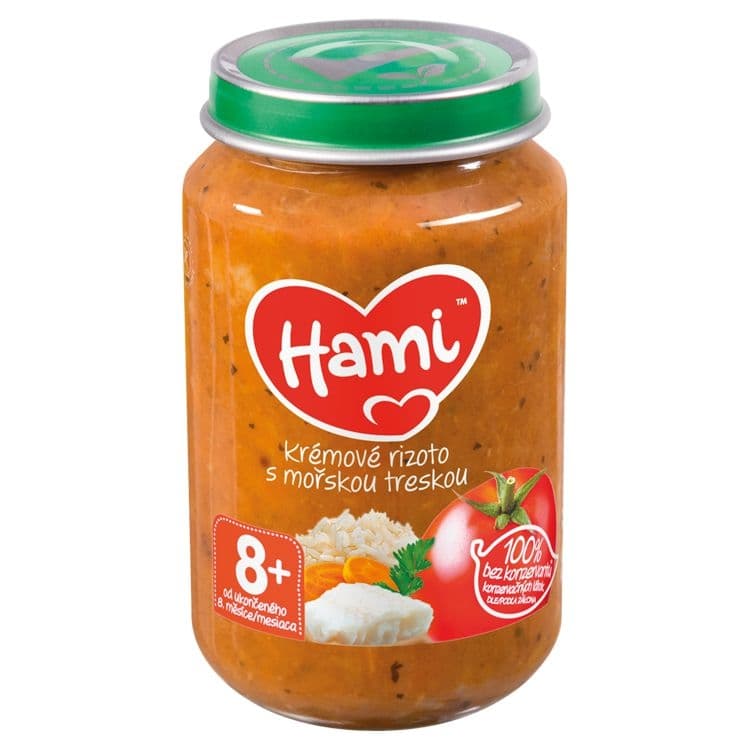 Hami Masozeleninový příkrm krémové rizoto s mořskou treskou od uk. 8. měsíce 200 g
