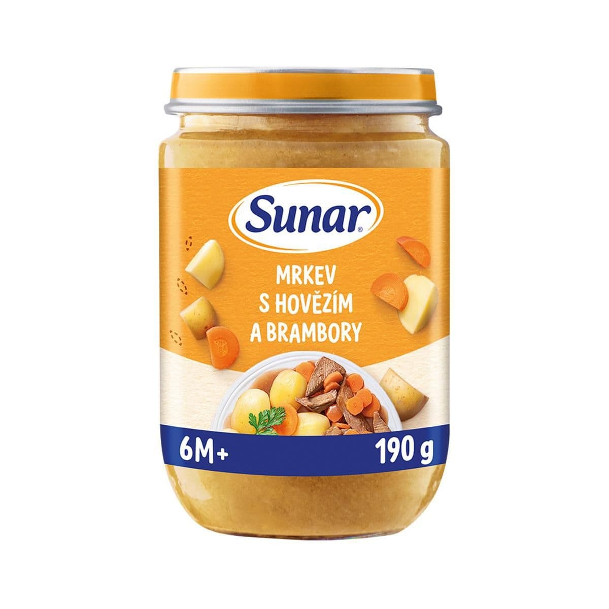 Sunar Příkrm mrkev s hovězím a brambory 6m+, 190g