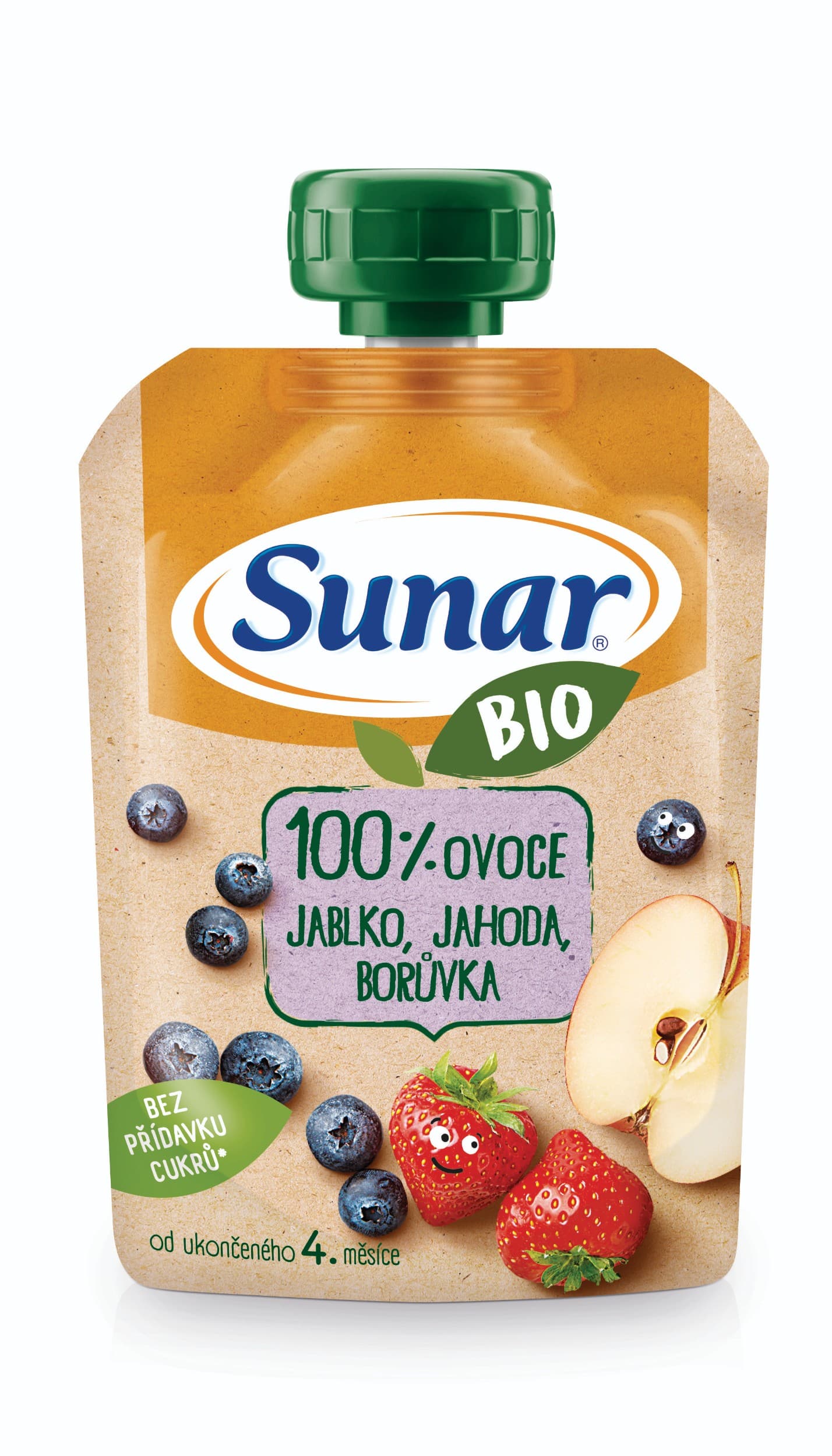 Sunar BIO ovocná kapsička jablko, jahoda, borůvka 4m+ 100 g