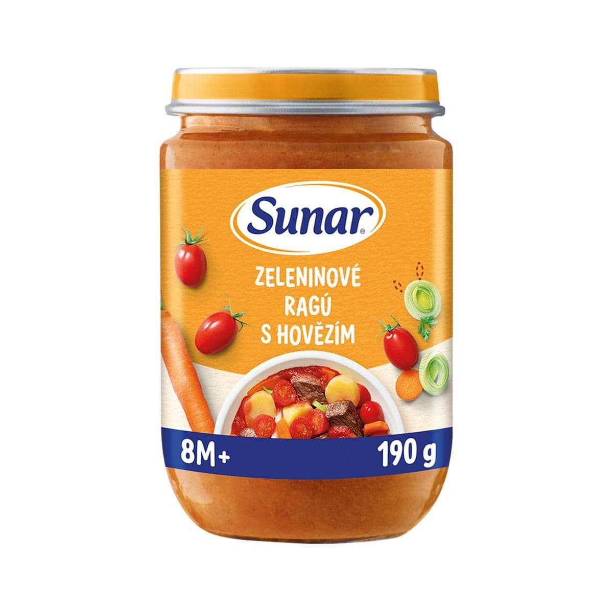 Sunar Příkrm zeleninové ragú s hovězím 8m+, 190g