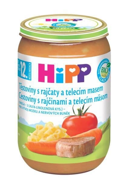 HiPP BIO těstoviny s rajčaty a telecím masem 220 g