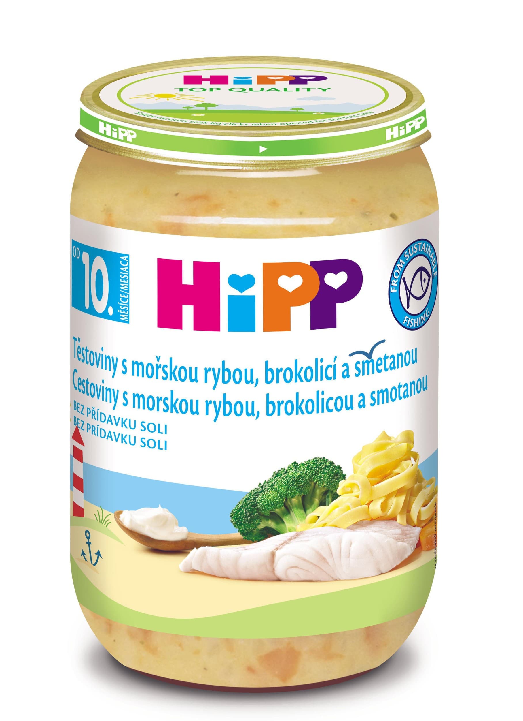 HiPP Těstoviny s mořskou rybou, brokolicí a smetanou 220g