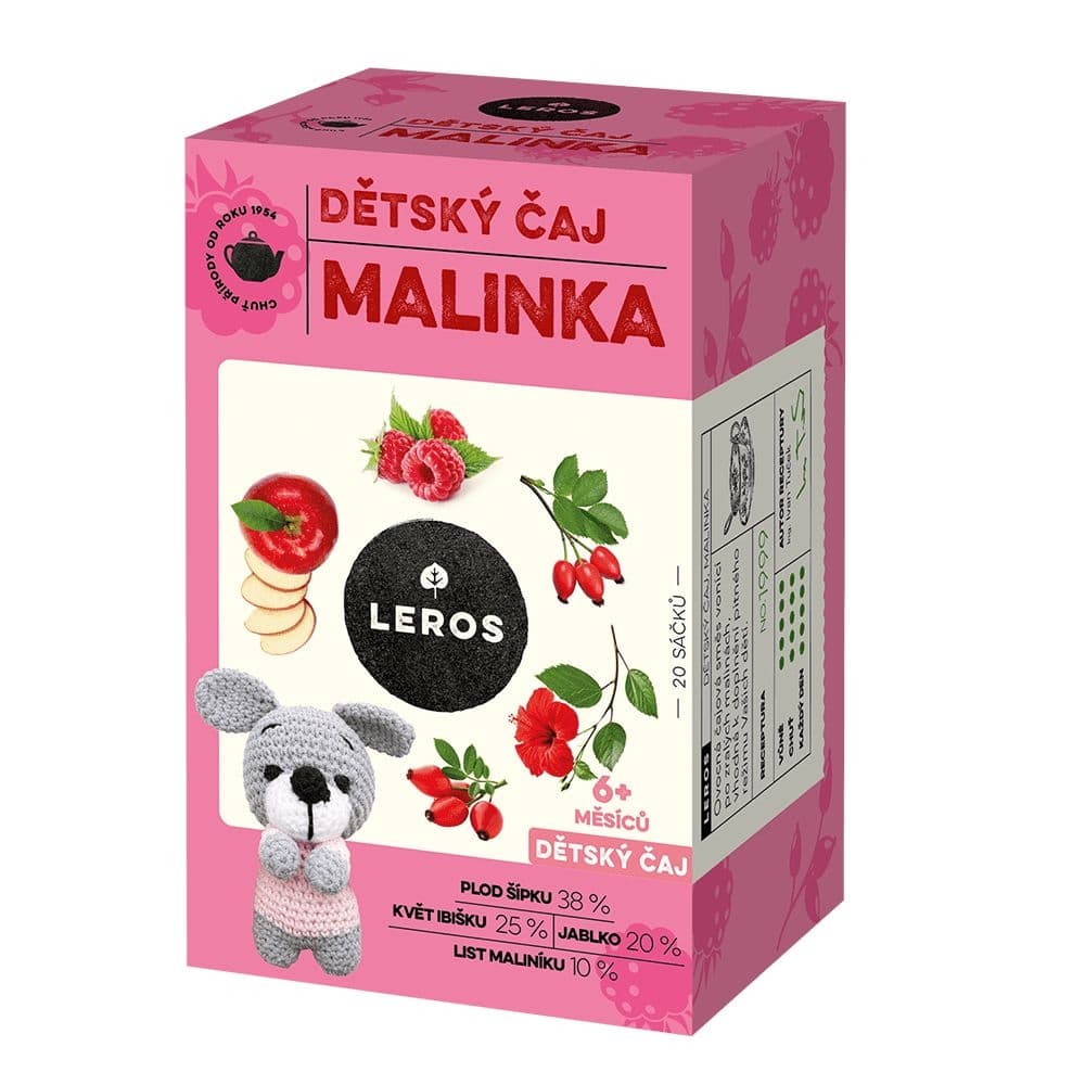 Leros Dětský čaj Malinka 6m+ 20x2g