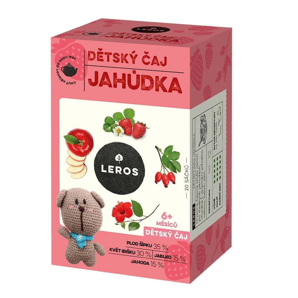 Leros Dětský čaj Jahůdka 6m+ 20x2g