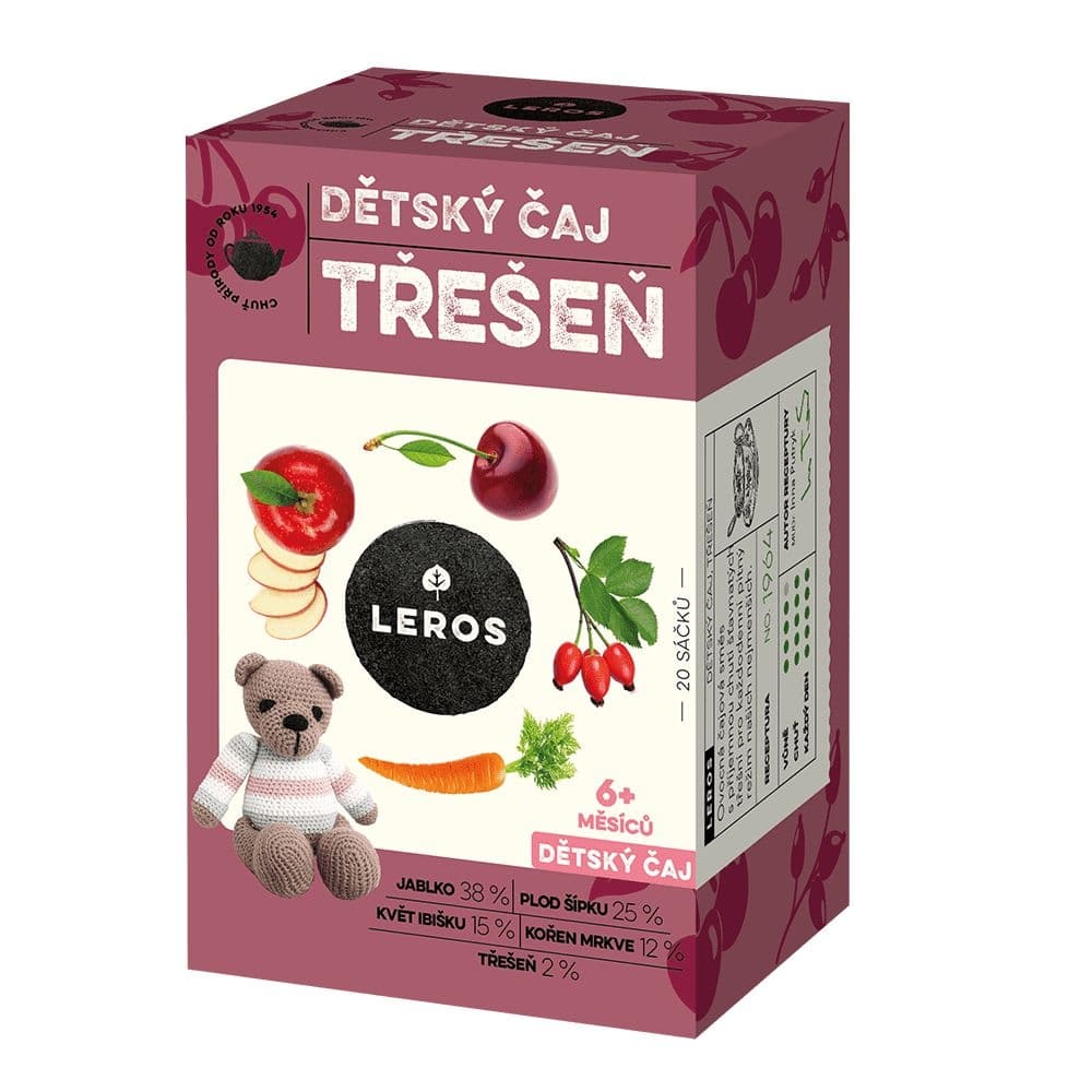 Leros Dětský čaj Třešeň 6m+ 20x2g