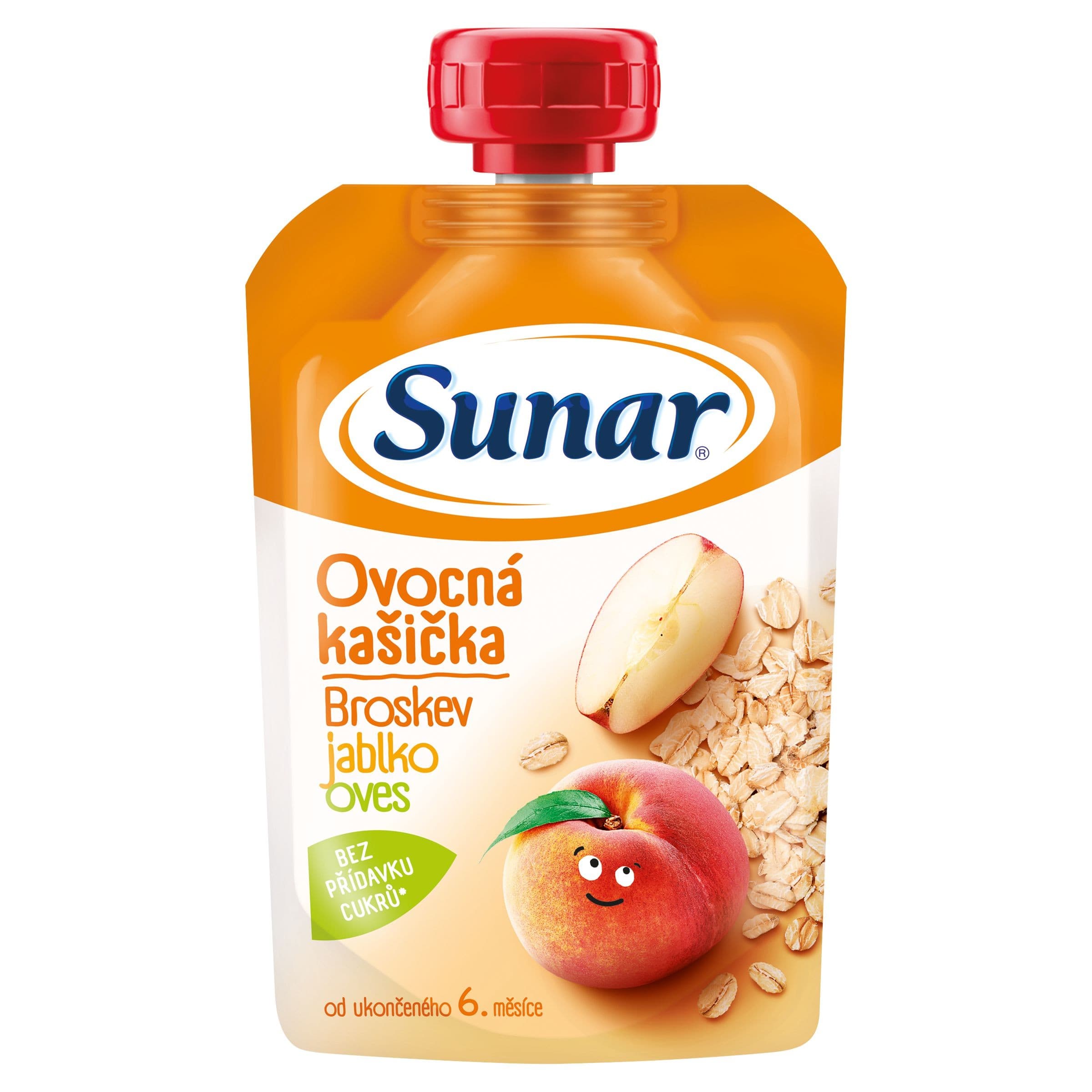 Sunar kašička ovocná kapsička broskev, jablko, ovesné vločky 6m+ 120 g