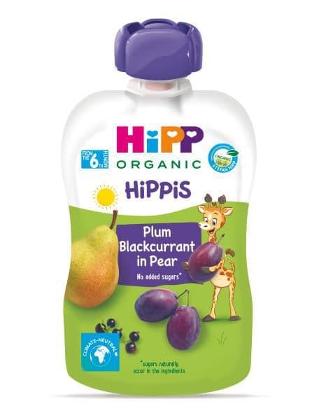 HiPP HiPPis BIO 100% ovoce hruška - černý rybíz - švestka 100 g