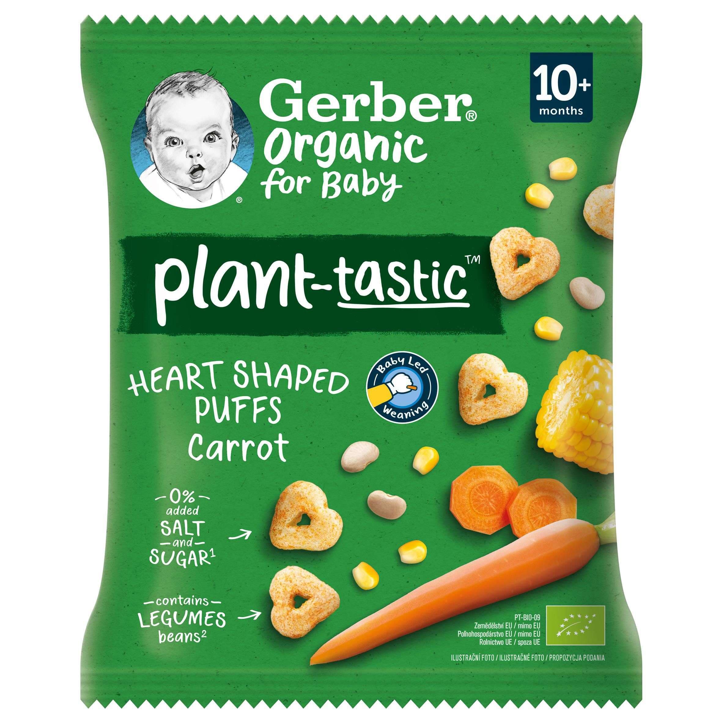 Gerber Organic křupavá srdíčka s mrkví 10m+, 28g