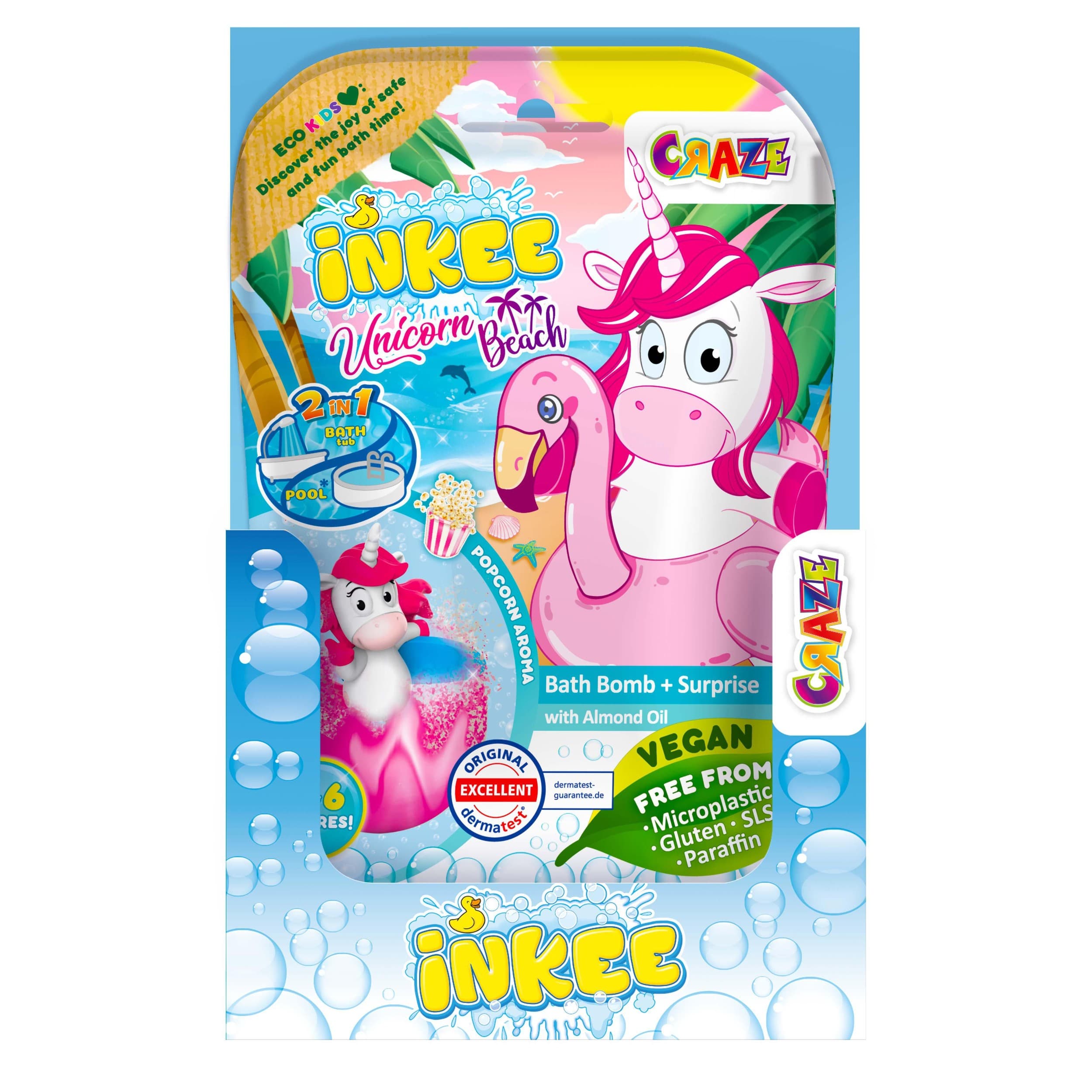 INKEE Koupelová bomba s překvapením Unicorn Beach 100g