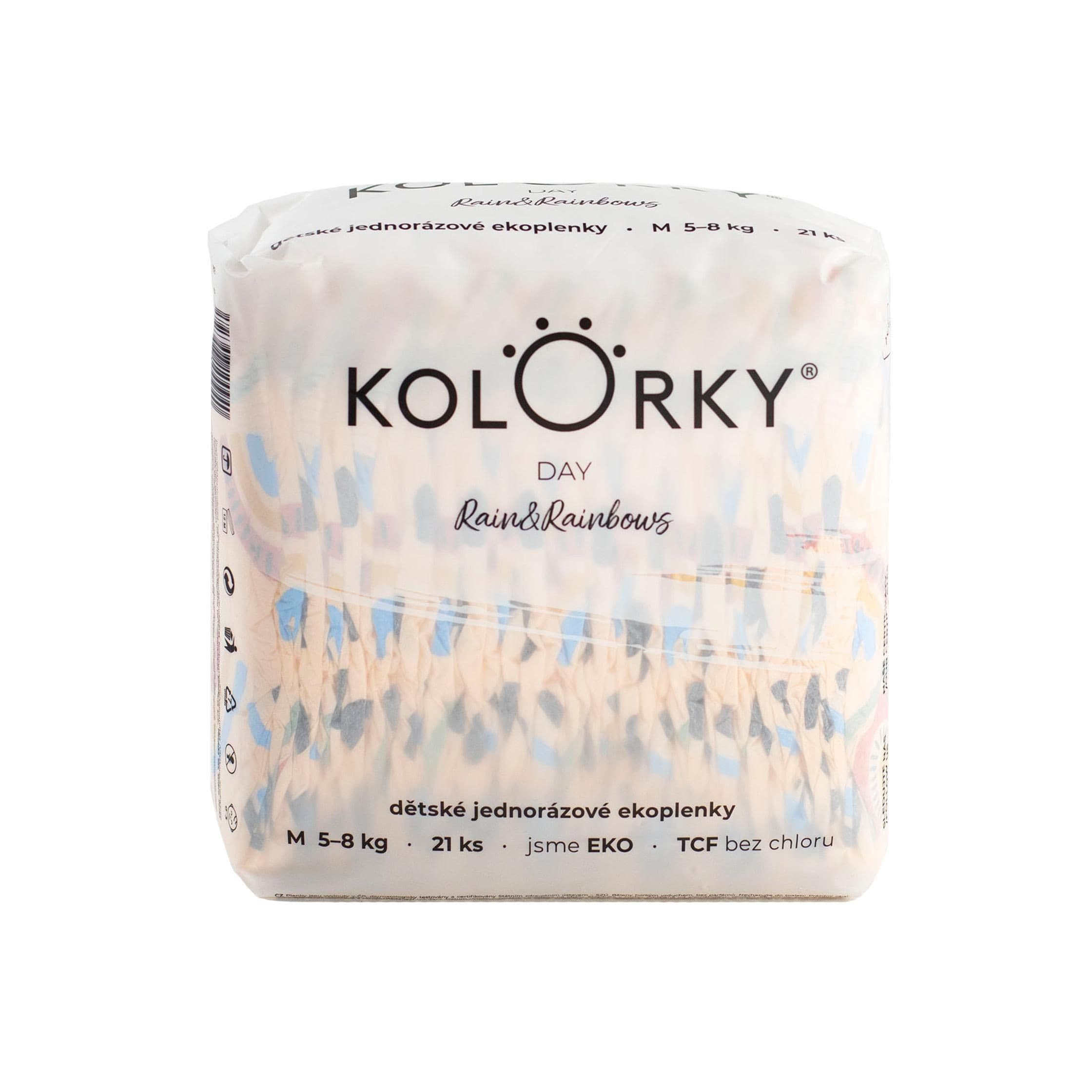 KOLORKY Day déšť a duhy vel. M (5-8 kg) jednorázové eko plenky 21 ks