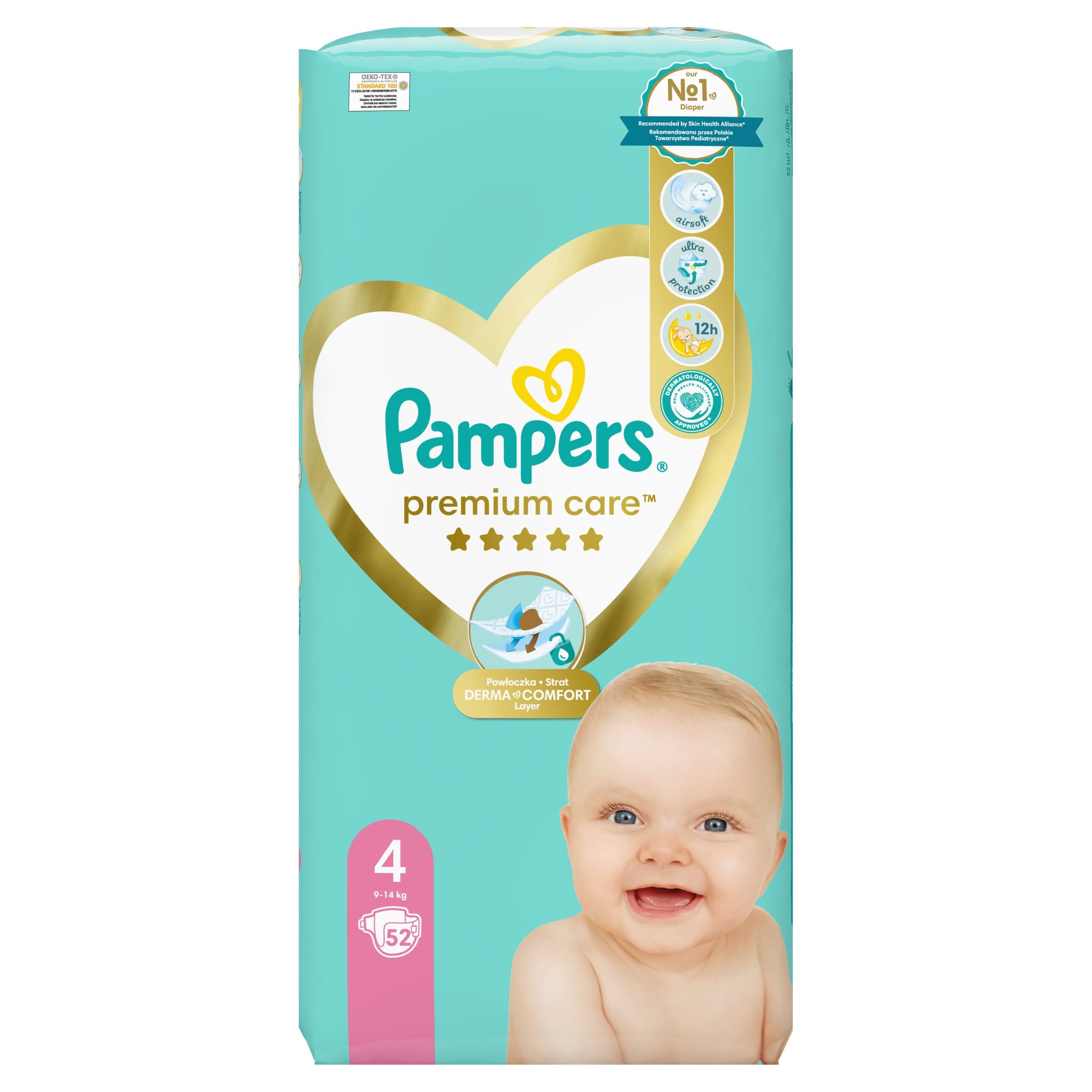Pampers Premium care velikost 4 (Maxi) 8 – 14kg 52ks