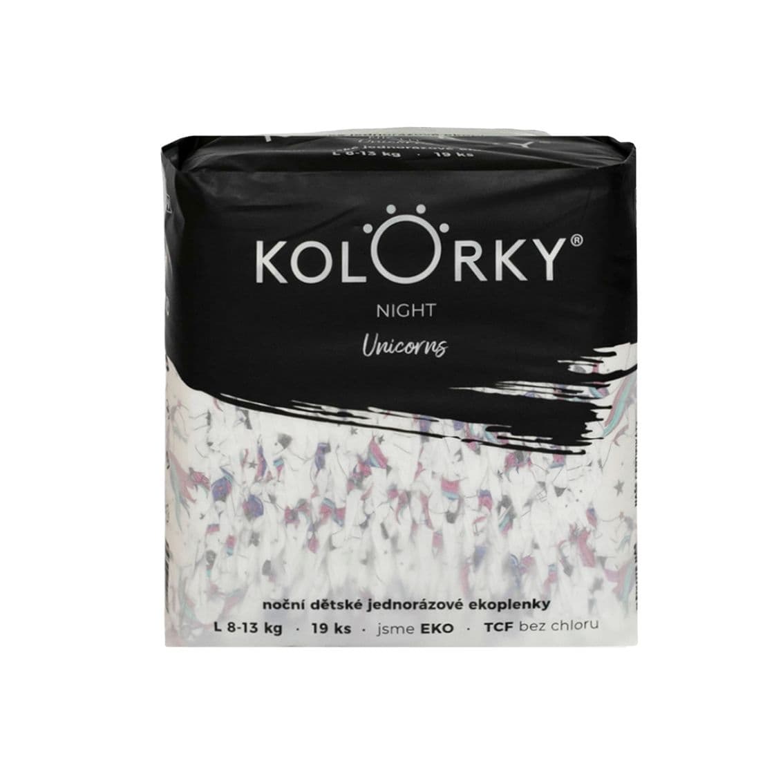 KOLORKY NIGHT Jednorožci vel. L (8-13 kg) noční jednorázové eko plenky 19ks