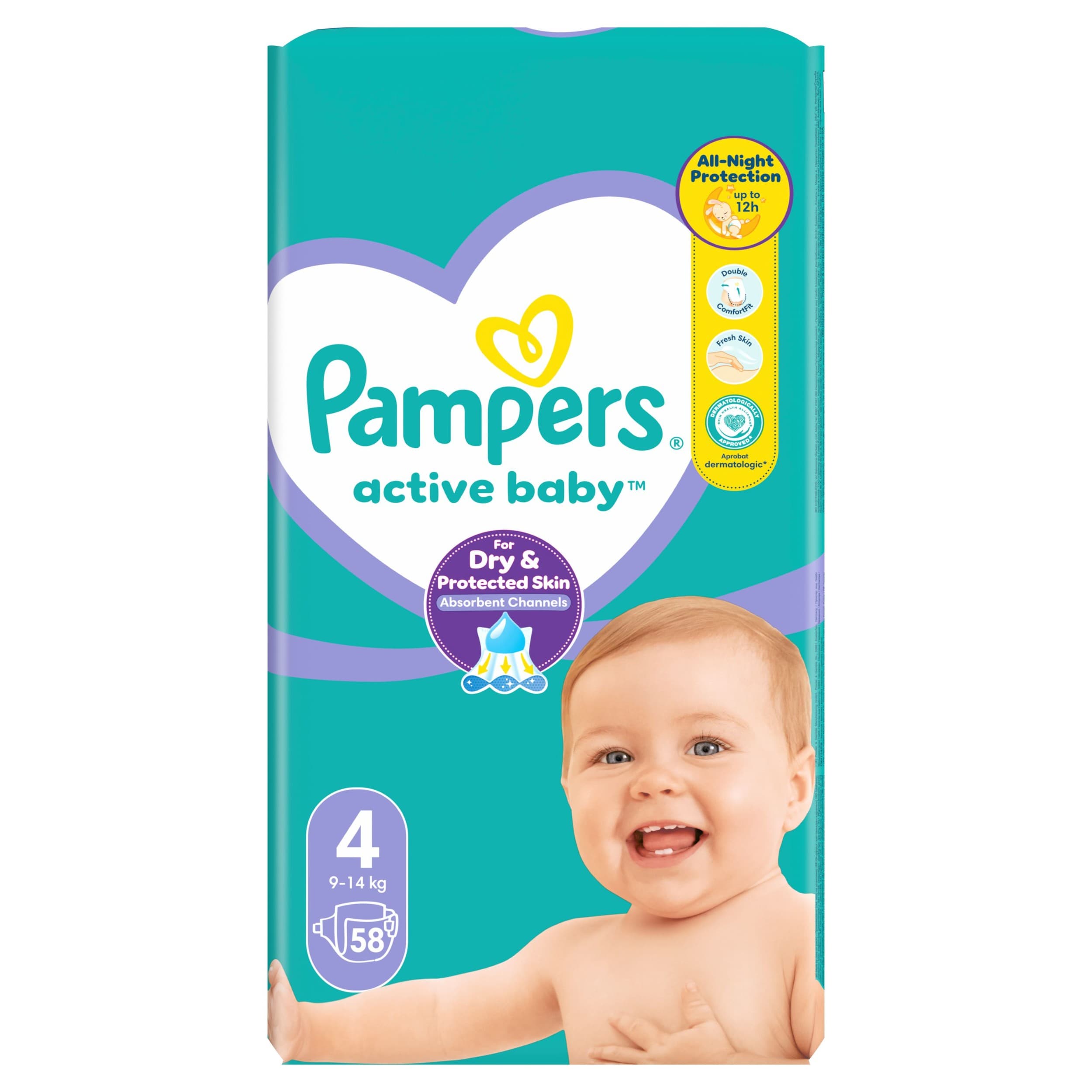 Pampers Active Baby-Dry dětské plenky velikost 4 (Maxi) 58ks