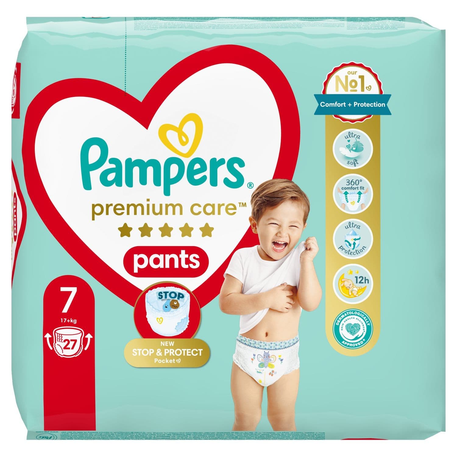 Pampers Premium Care Plenkové kalhotky vel. 7, 17kg+ 27ks